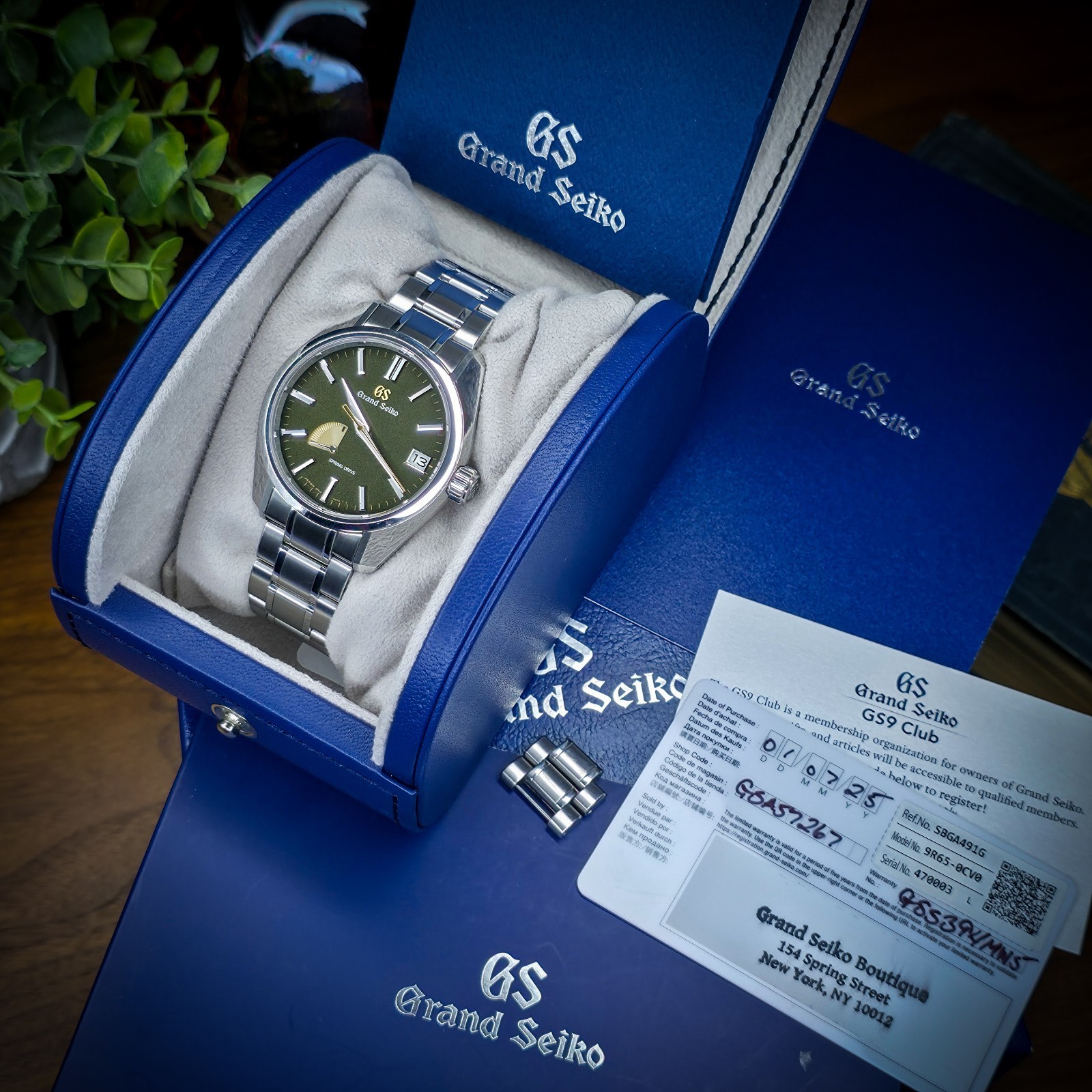 2025 Grand Seiko SBGA491 “Katana” Spring Drive Green Dial 40mm Full Set