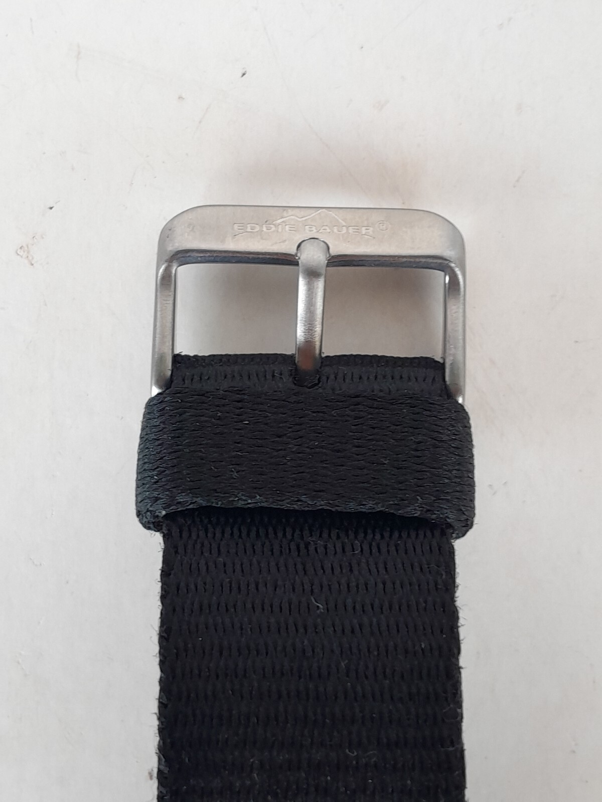 Eddie Bauer Mens Watch – Chunky Black & White Blue – Nylon Wristband 10ATM/100m
