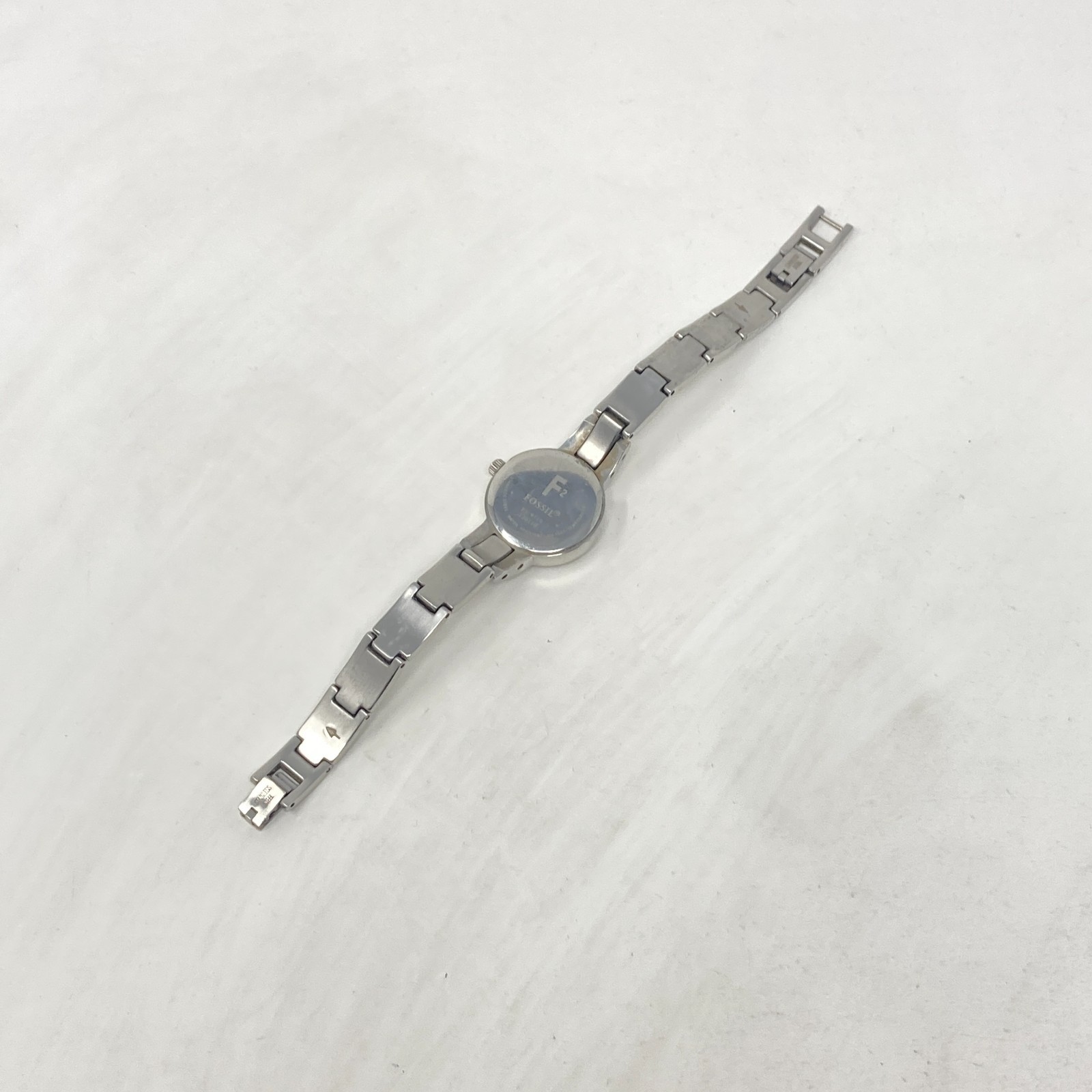 Fossil F2 Womens Watch 22mm Silver Tone Green Dial Faceted WR New Battery 6.25″