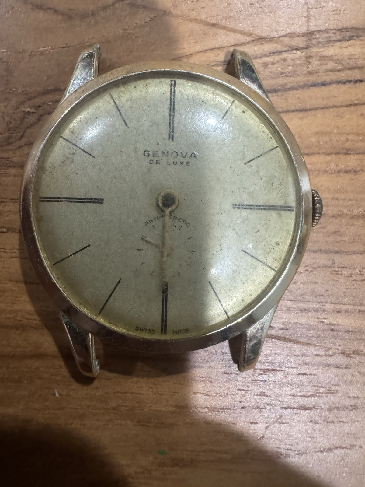 Vintage Genova De Luxe Swiss Manual Wind Watch FEWA 1 Jewel Not Running Parts