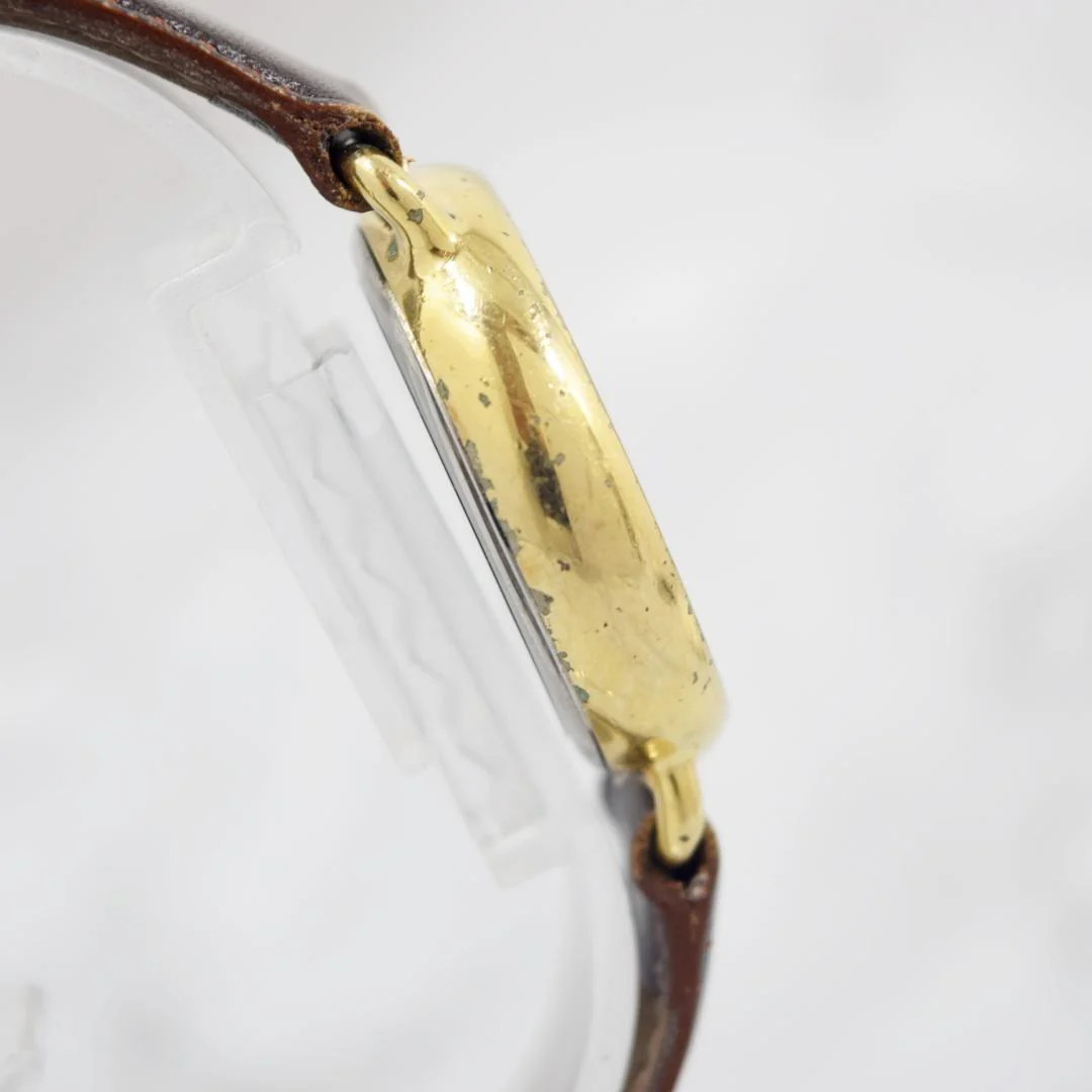 SEIKO Chariot 2628-0140 Quartz SS Gold Plated 1.25in Dial White Gold Brown