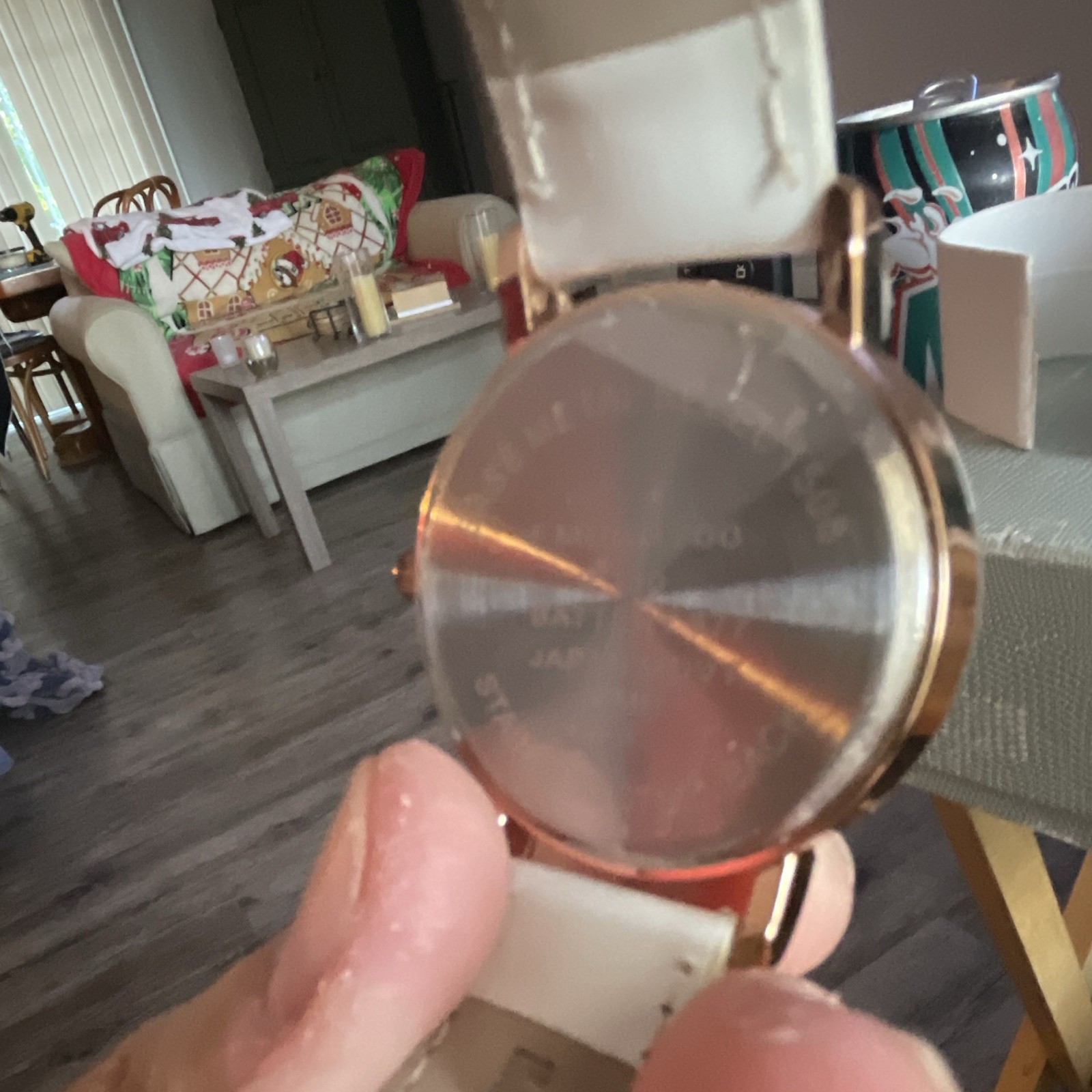 Metaphor Women’s Quartz Analog Dress Watch Silver Glitter Dial White Strap Box