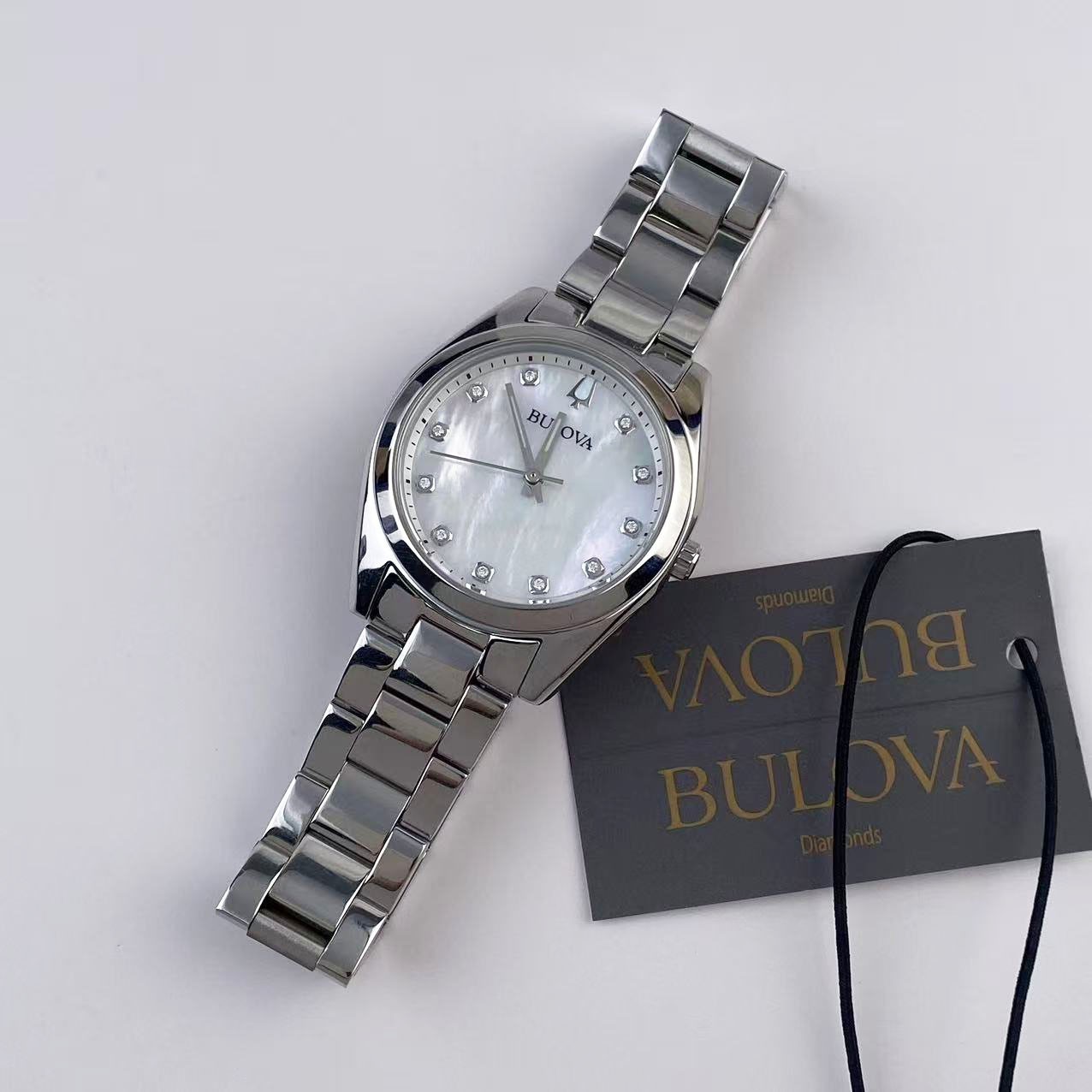Bulova Surveyor Women’s Quartz Watch Mother of Pearl Dial Stainless Steel 96P228