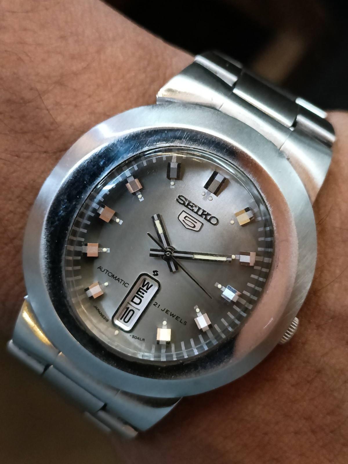 VINTAGE SEIKO 5 21J AUTOMATIC GRAY DIAL 6319-5030 JAPAN MEN’S WORKING CONDITION