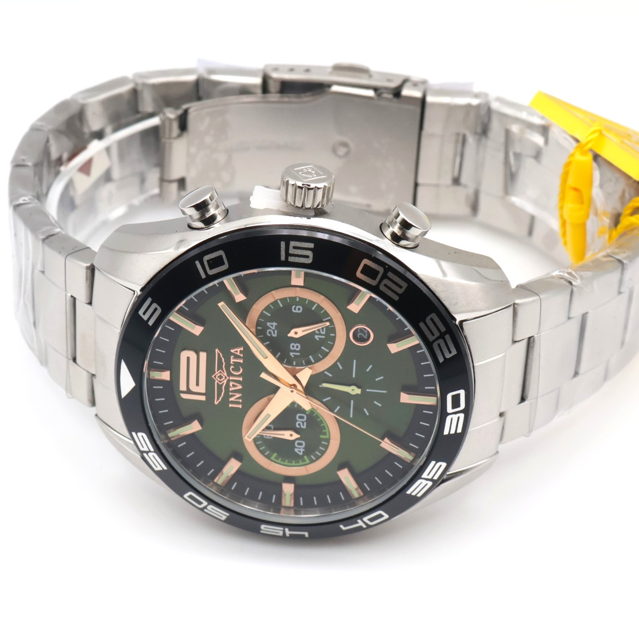 Invicta Speedway 50179 Green Circuit 46.5mm Green Sunray Chronograph Two-Tone SS