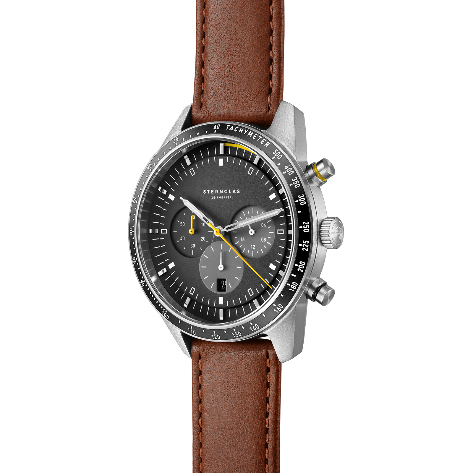 STERNGLAS Tachymeter 1.0 Black Chronograph 42mm + Milanese & 4 extra straps