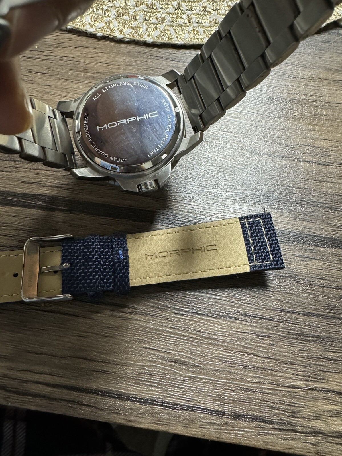 Morphic M70 Series Canvas-Overlaid Leather-Band Watch w/Date – MPH7002