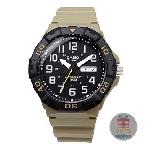 Casio MRW-210H-5AV Men’s Big Face Quartz Watch Khaki Resin Band 10ATM New