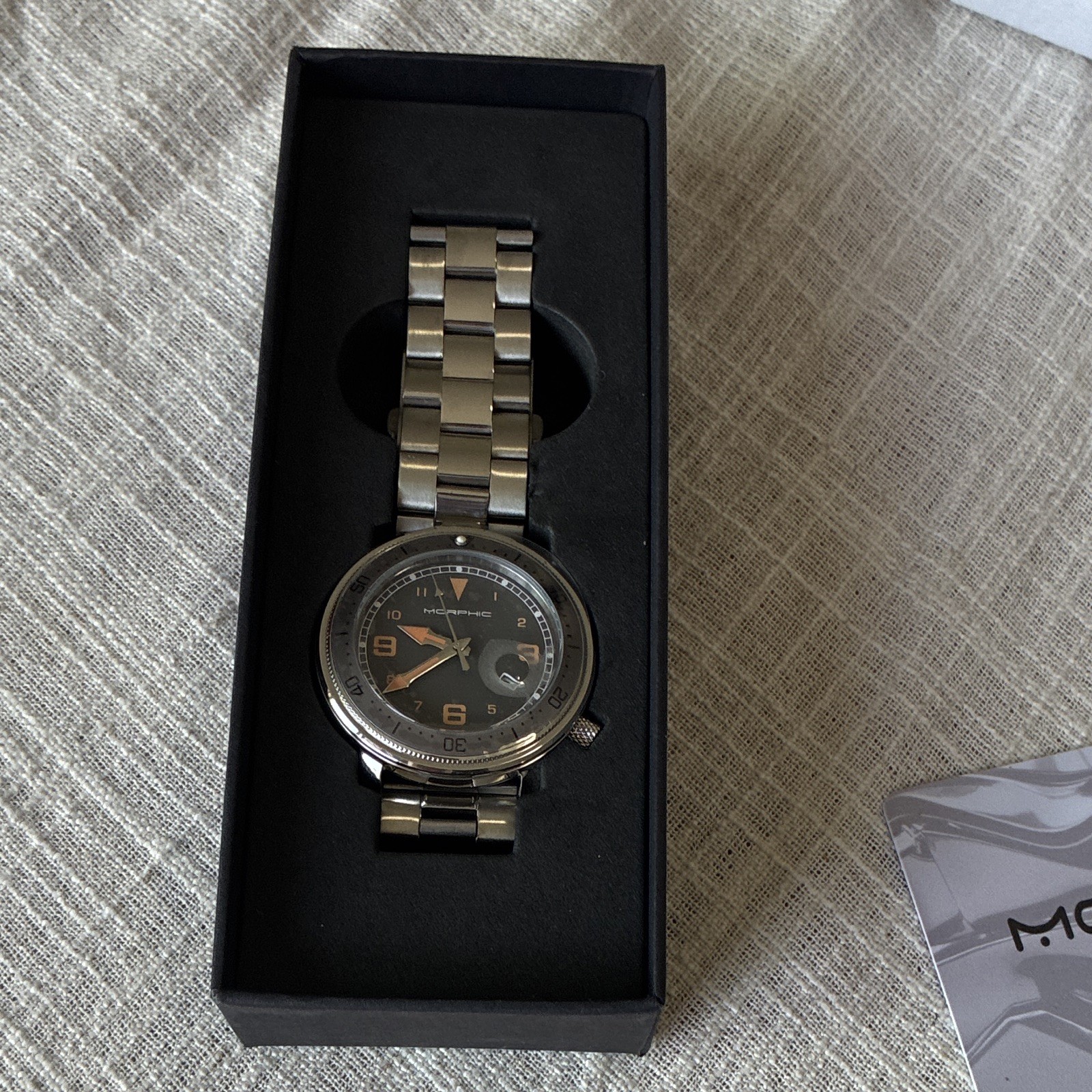 Morphic MPH7403 Unisex Analog Quartz Black Dial Date Silver Bracelet w/ Box