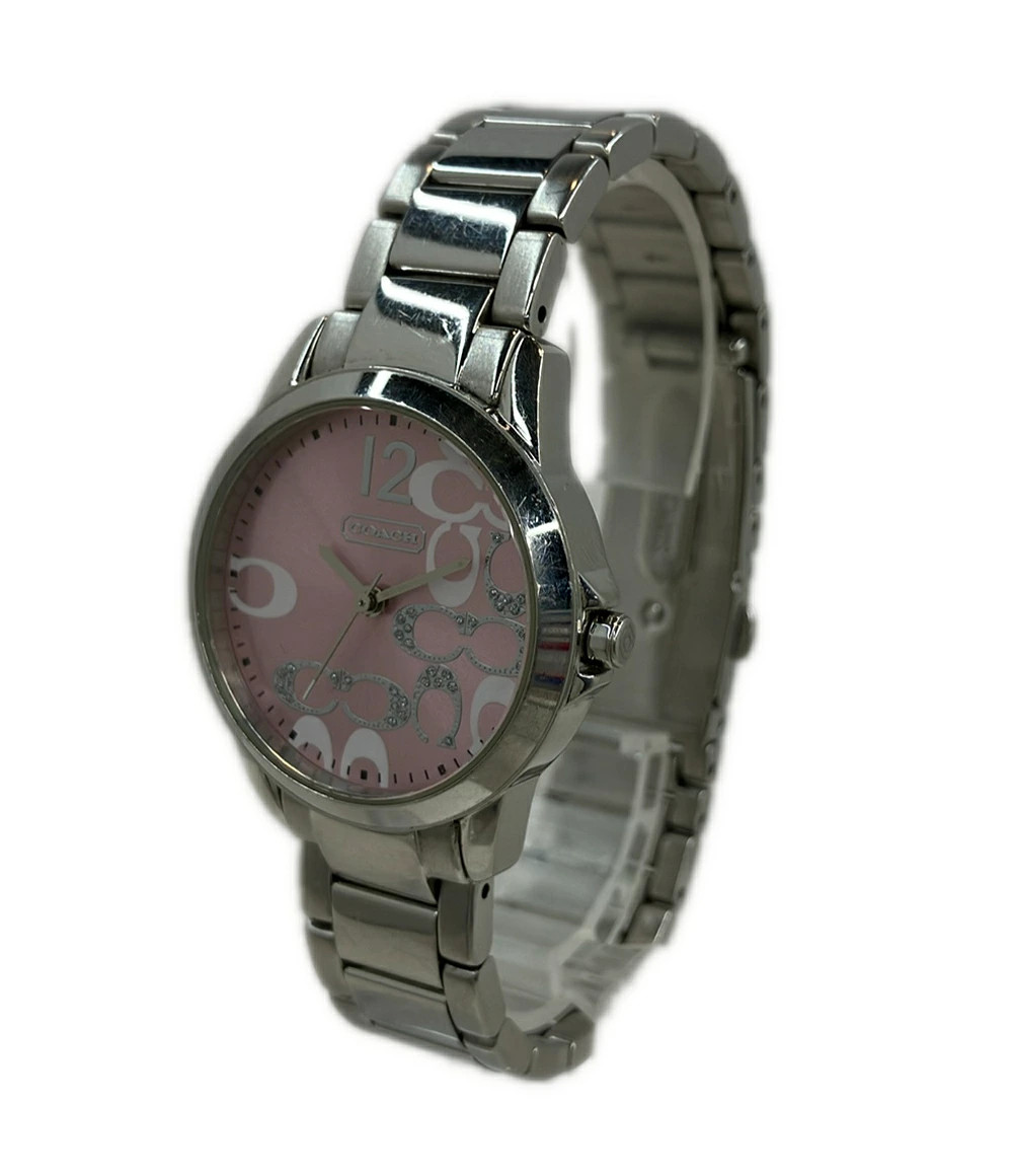 [A2R] 1 until 14th 23 59 Used Coach Quartz Watch Pink [w3t]