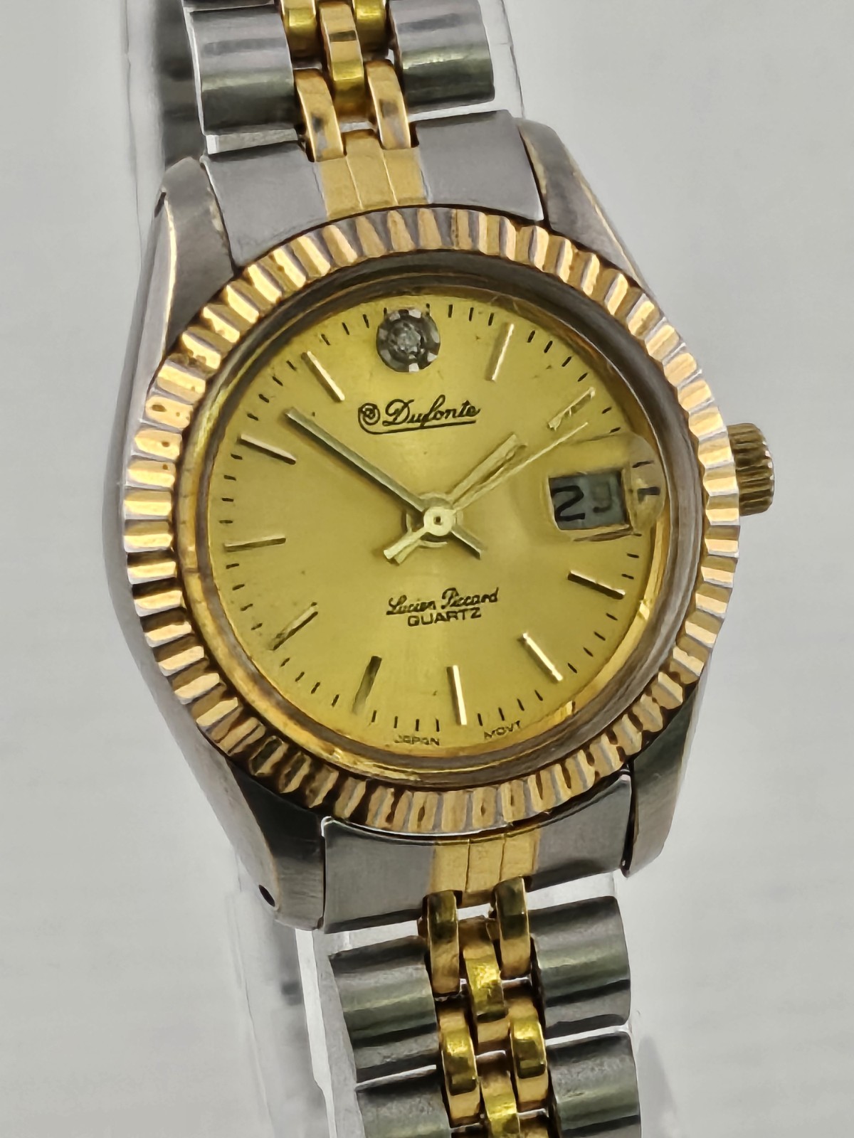 Ladies Lucien Piccard Dufonte Presidential Style Fluted Bezel Quartz Watch Runs