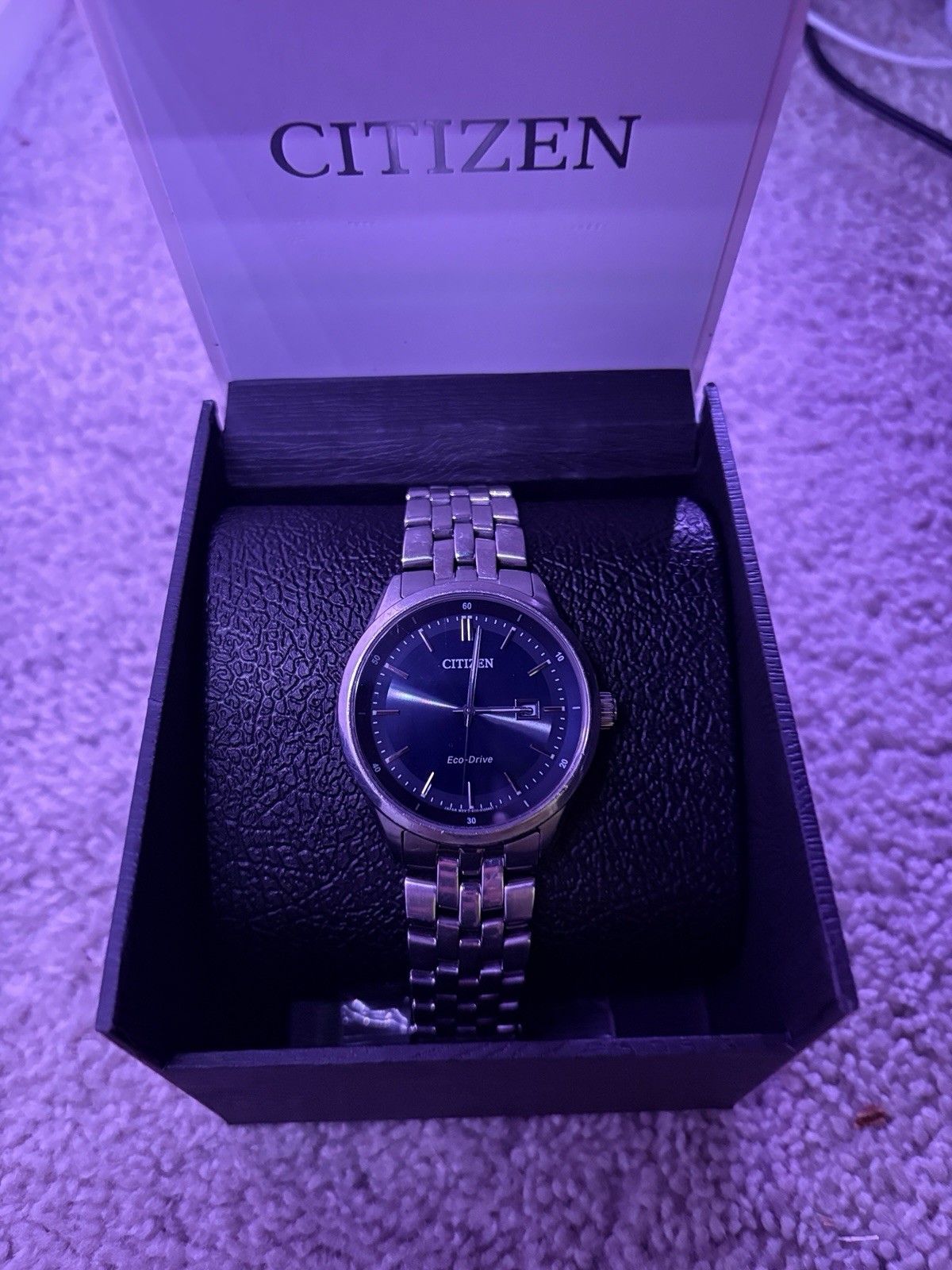 Citizen Men’s Eco-Drive Corso Stainless Steel Watch – Blue Dial with Date