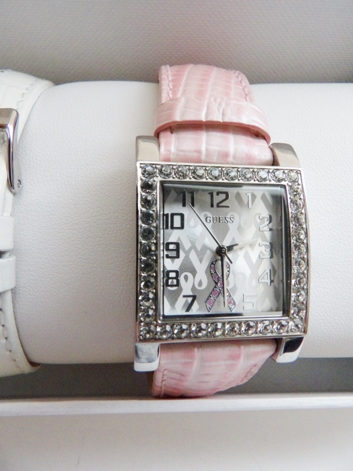 GUESS Breast Cancer Awareness Watch w/ 3 Different Interchangeable Leather Bands