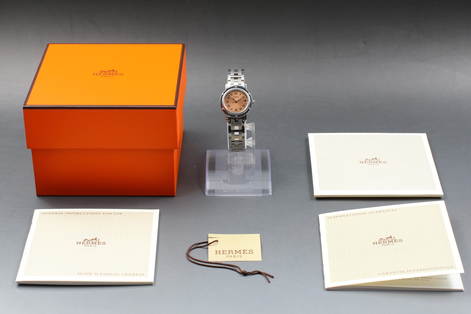 [ w/Box ] HERMES Clipper CL4.210 Pink Dial Quartz Swiss Made 24mm Women’s Watch