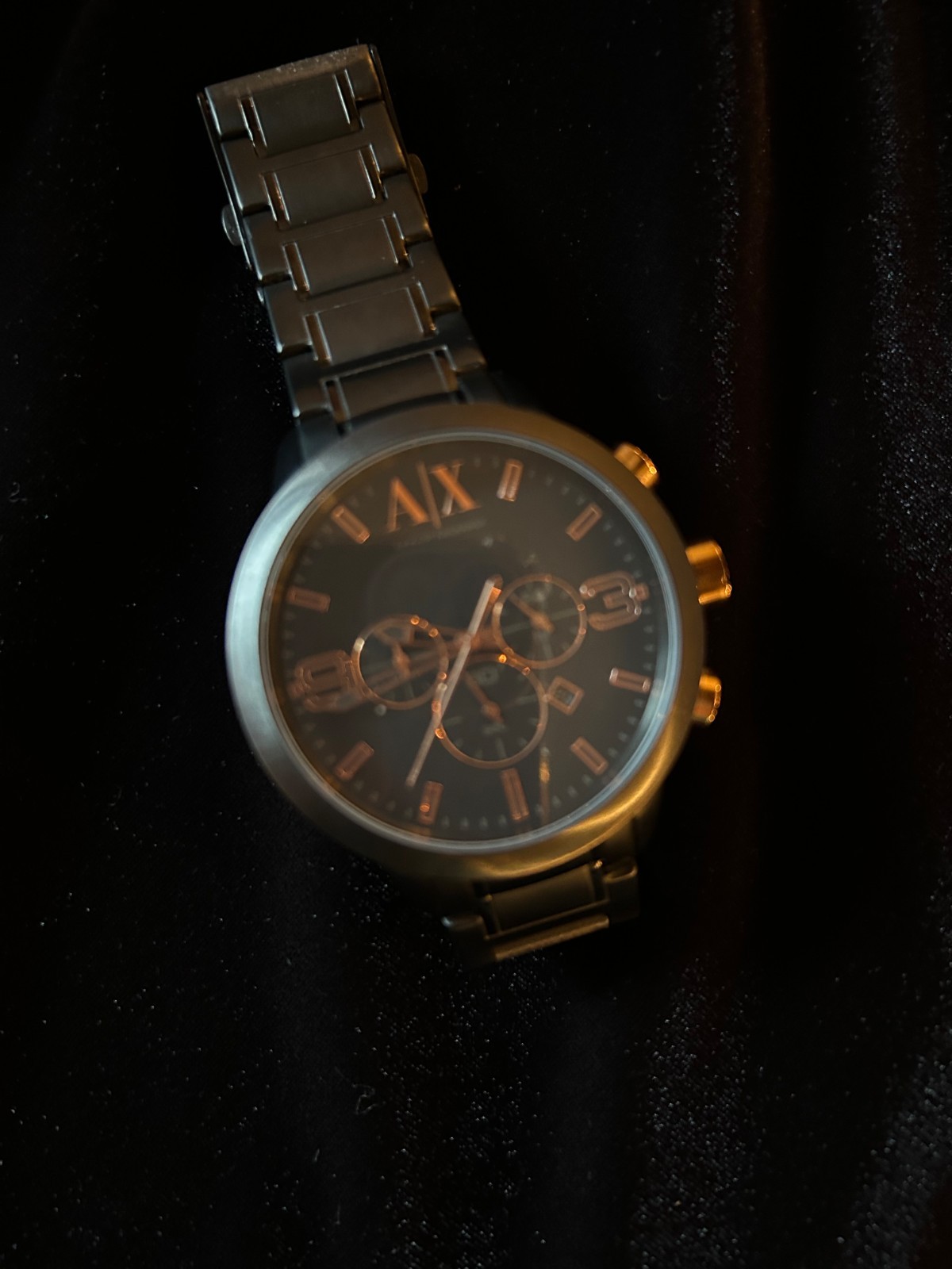 NEW Armani Exchange AX1350 Chronograph Black Dial Black Ion-Plated Men’s Watch