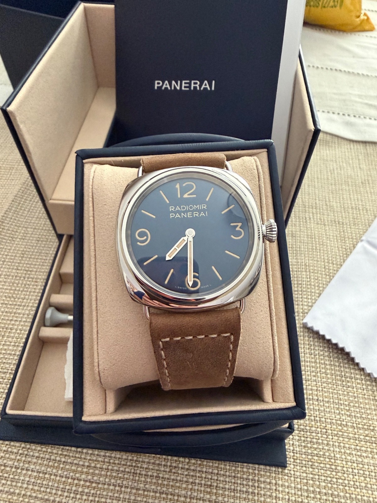 Panerai Radiomir Manual Wind Blue Dial Steel Watch PAM1383 PAM01383 B+P