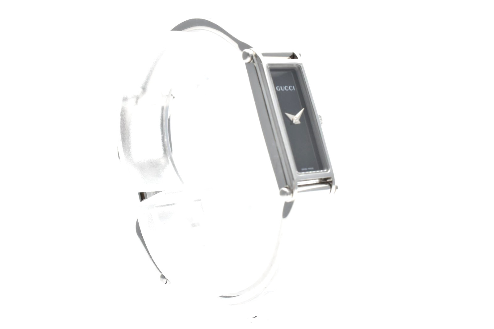 [Exc+5] Vintage Gucci 1500L Silver Dial Black Quartz Rectangle Woman’s Watch