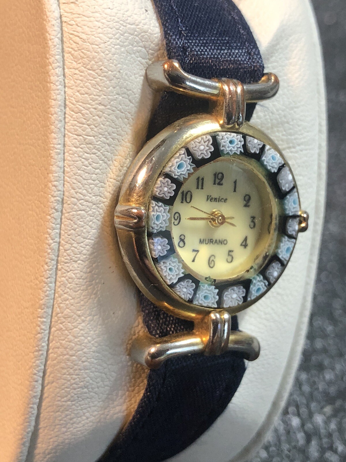 Venice Murano Millefiori Women’s Watch 24mm Navy Blue New Peugeot Band & Battery