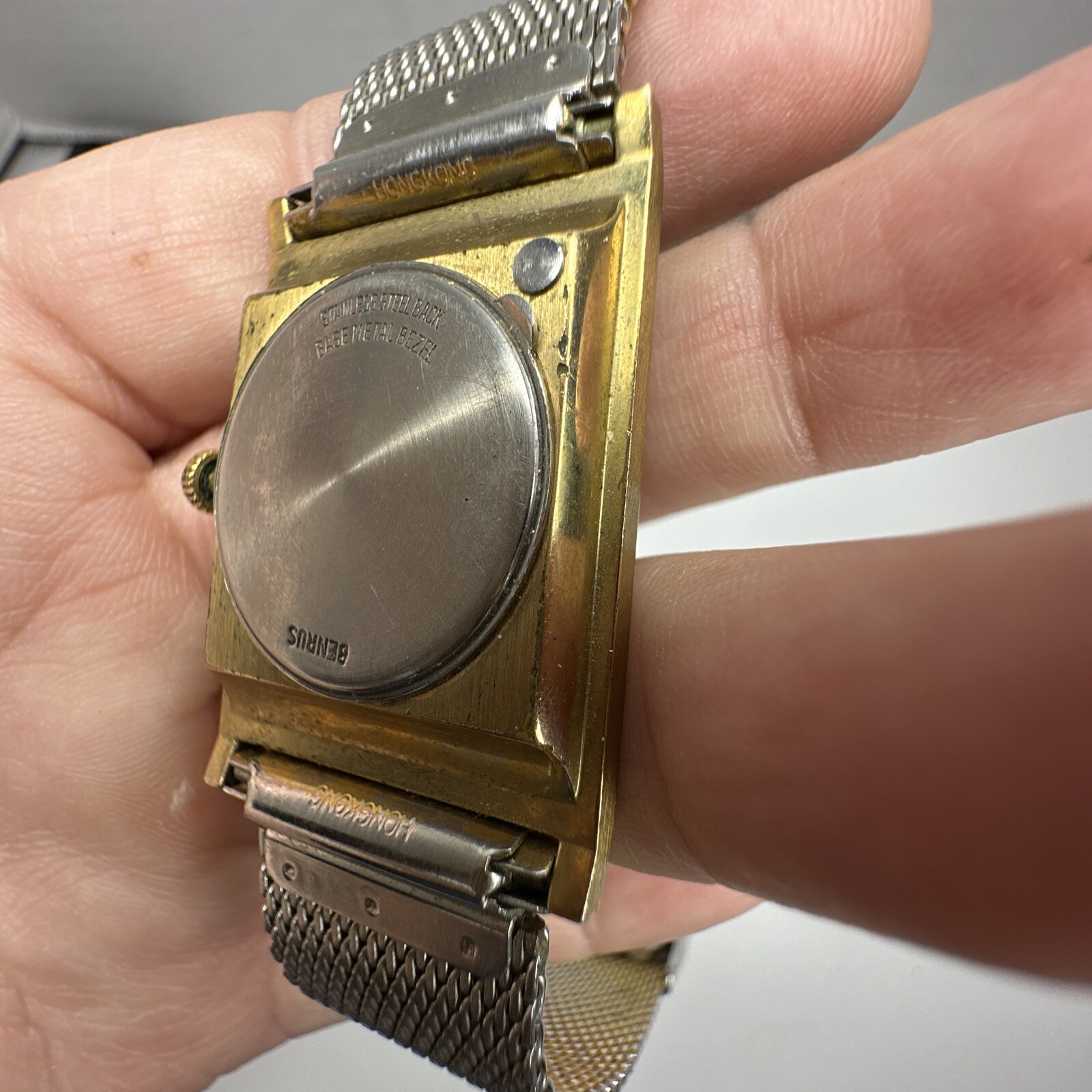 Vintage Benrus UNTESTED Quartz Citation Tank Watch Rectangle Speidel Band