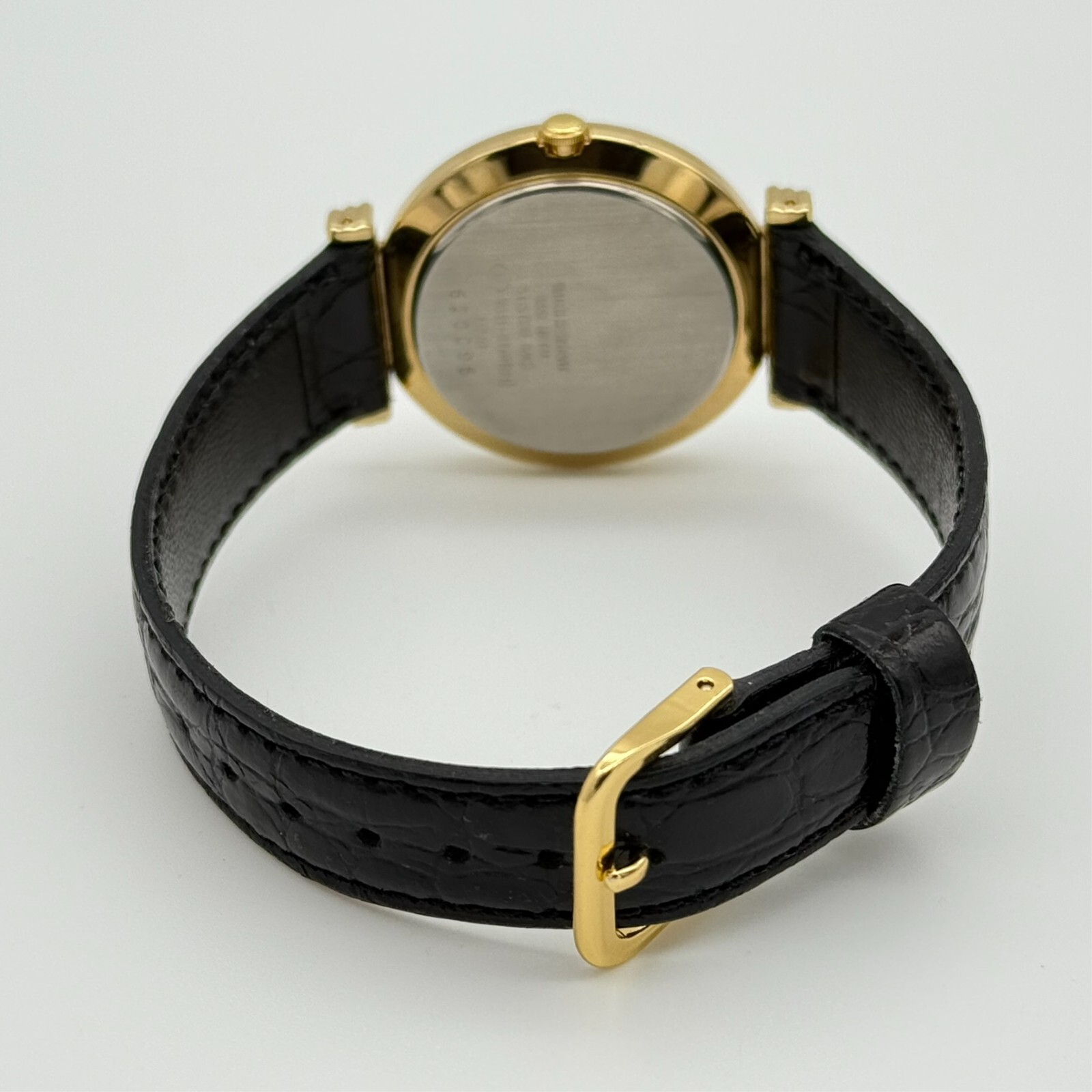 Unworn SEIKO Gold Tone 32mm Dress/Formal Watch, Black Leather, Runs, V811-2170
