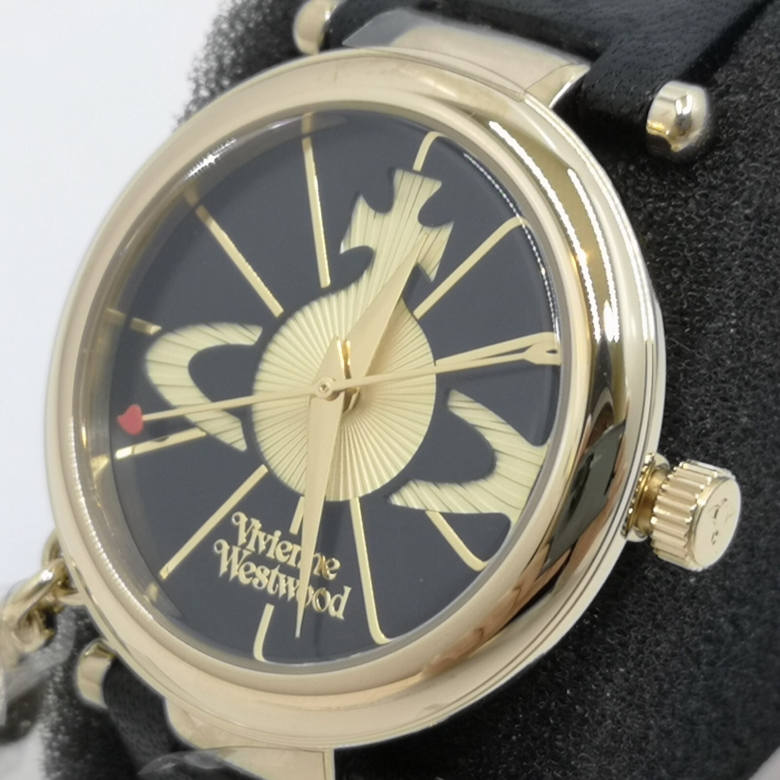 Vivienne Westwood VV006BKGD Black Leather Quartz Women’s Watch New in Box
