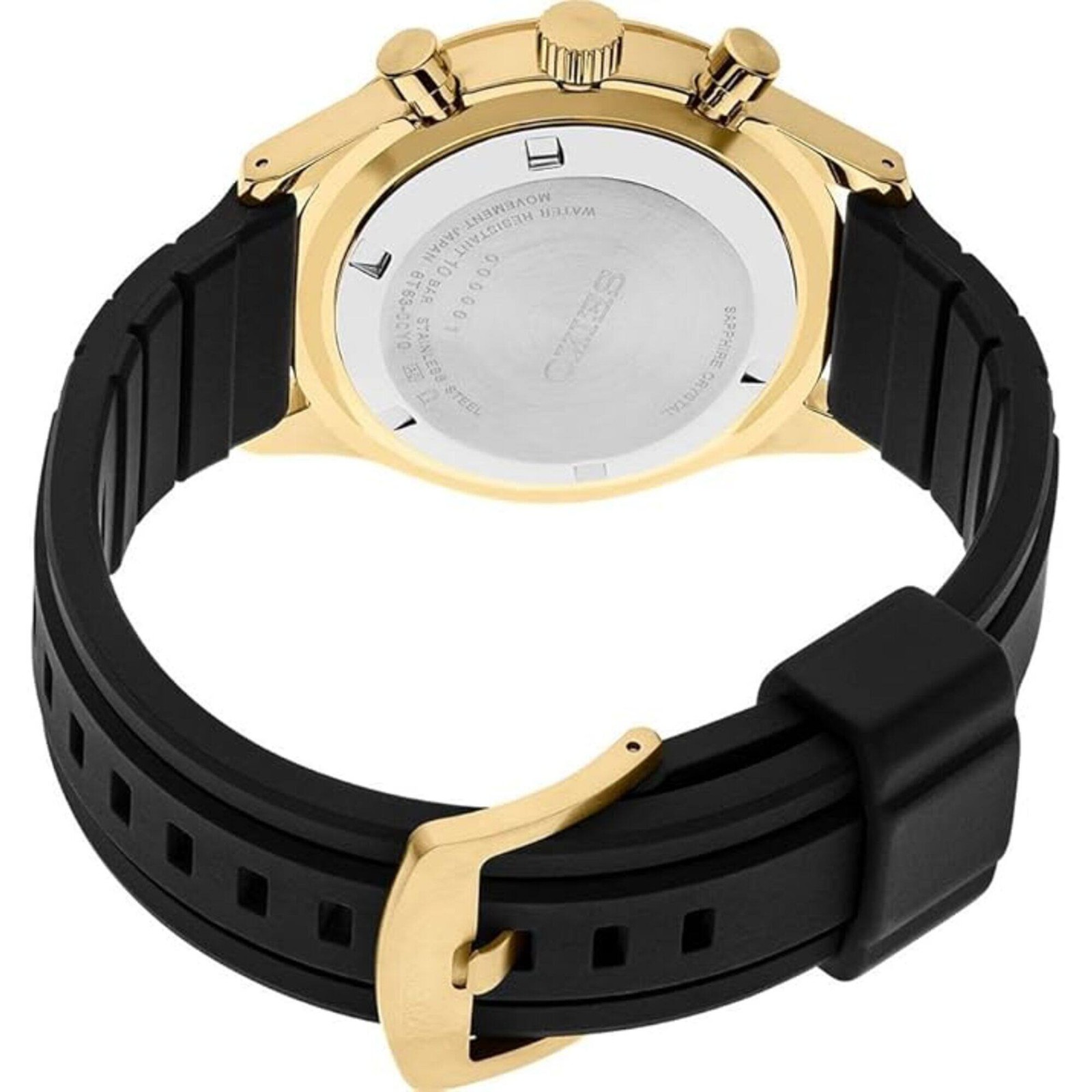 Seiko Men’s Watch Quartz Chronograph Black Dial Silicone Rubber Strap SSB446P1