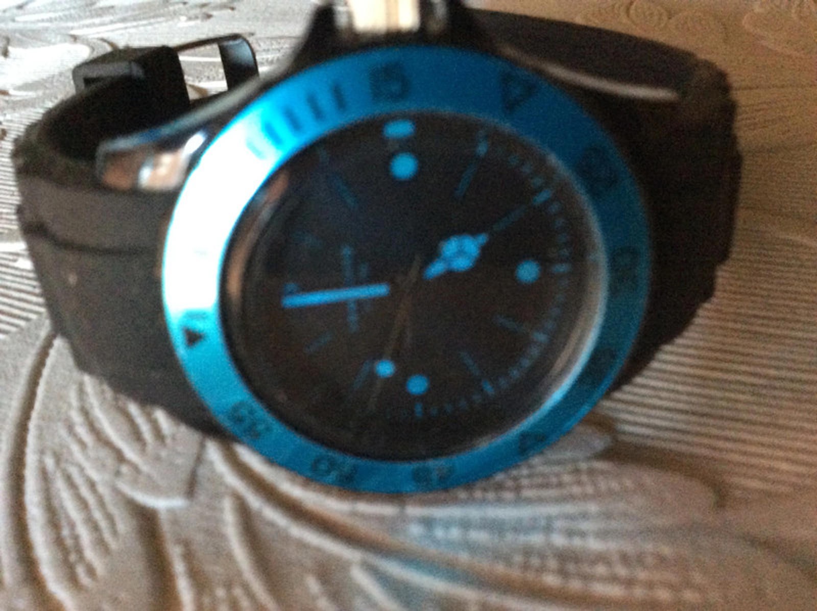 Identity London watch with blue and black rubber strap watch