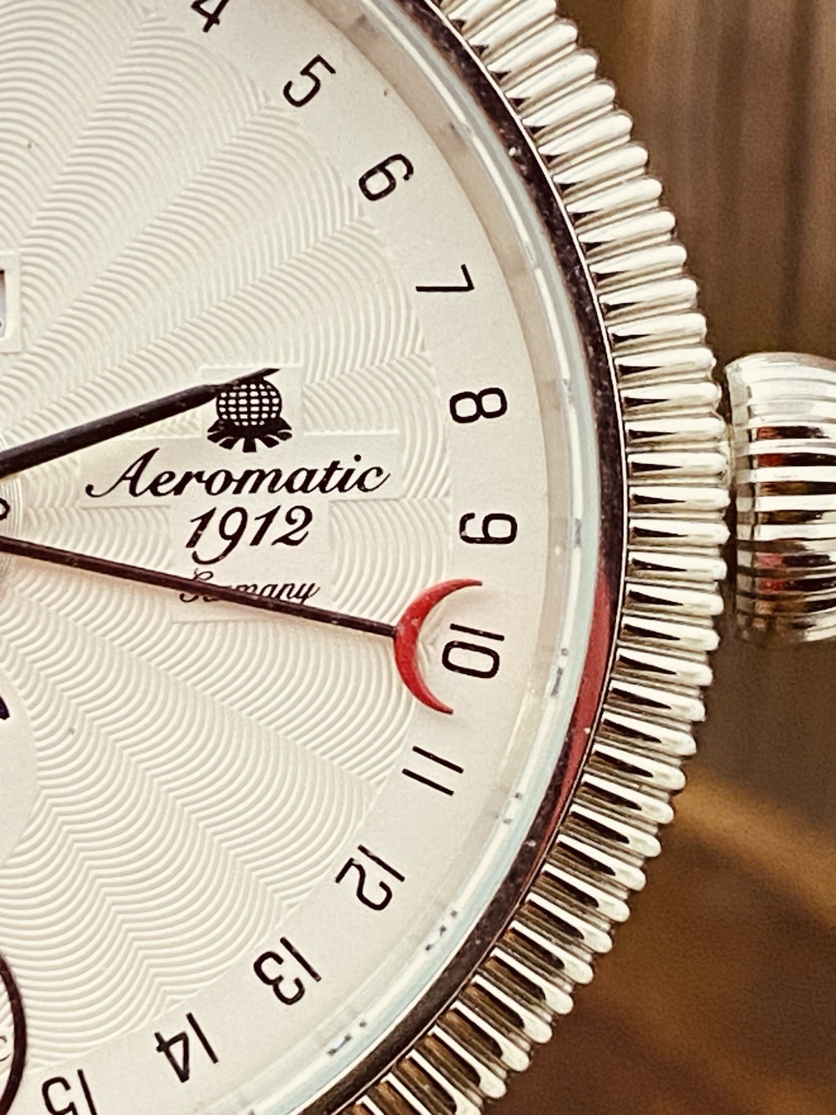 AEROMATIC 1912 GERMANY A1281 STAINLESS STEEL GENUINE LEATHER WRISTWATCH #7358