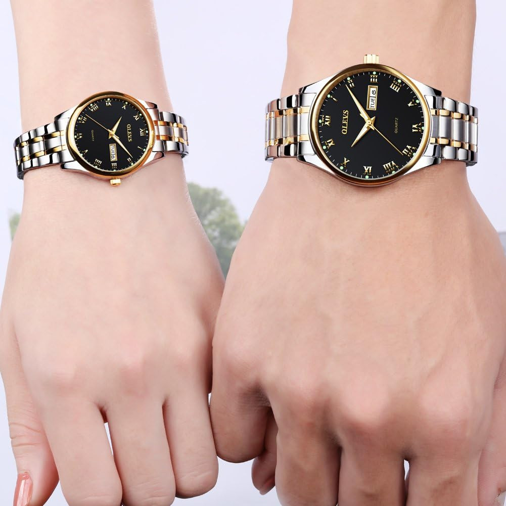 Valentines Couple Pair Quartz Watches Luminous Calendar Date Window 3ATM Waterpr