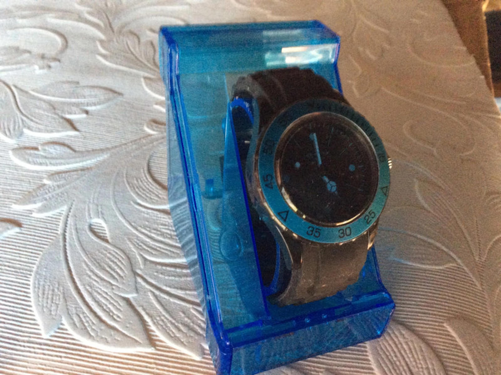 Identity London watch with blue and black rubber strap watch