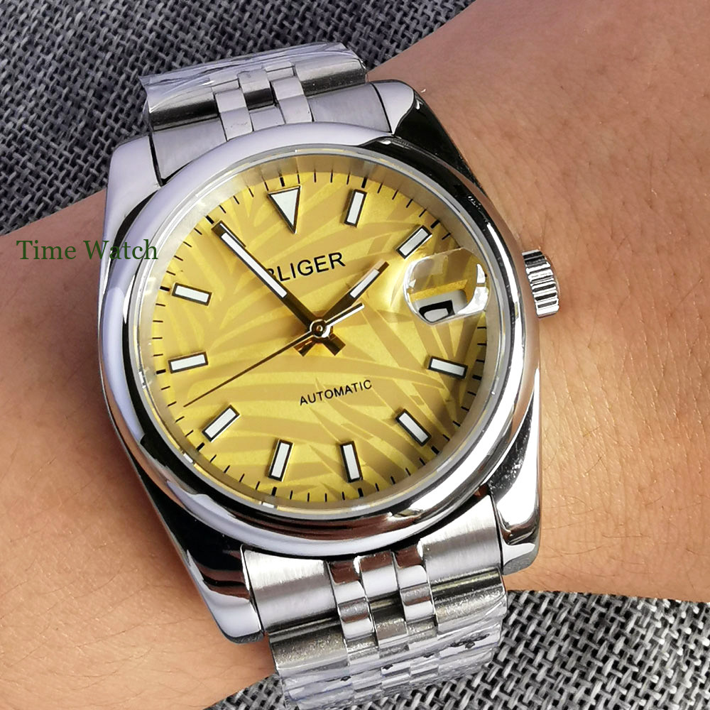 Sapphire Men’s Automatic Watch NH35 White Palm Polished Oyster Band 39mm/36mm