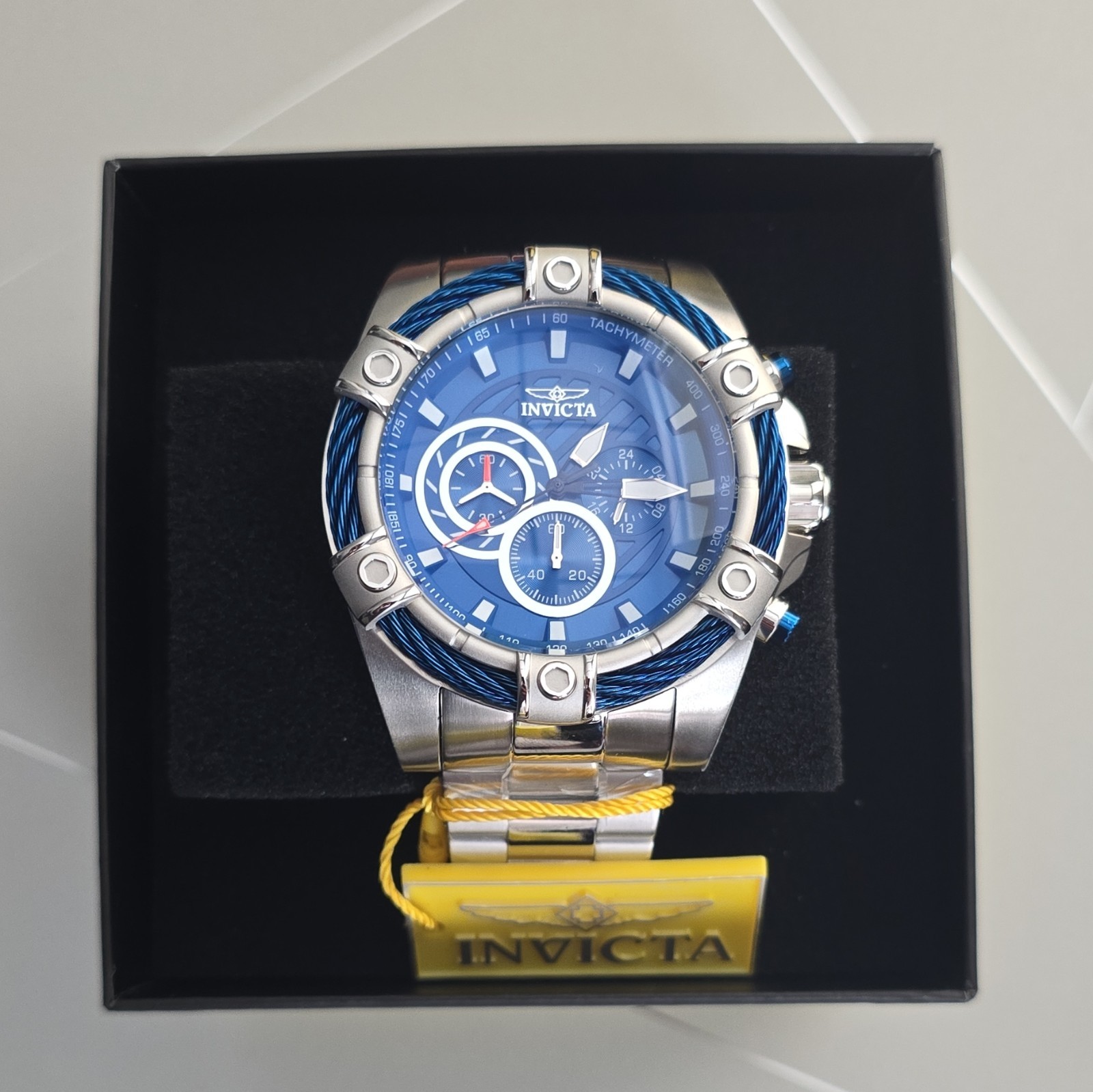 Invicta Bolt Men’s Quartz Chronograph Tachymeter Blue Dial Steel Bracelet