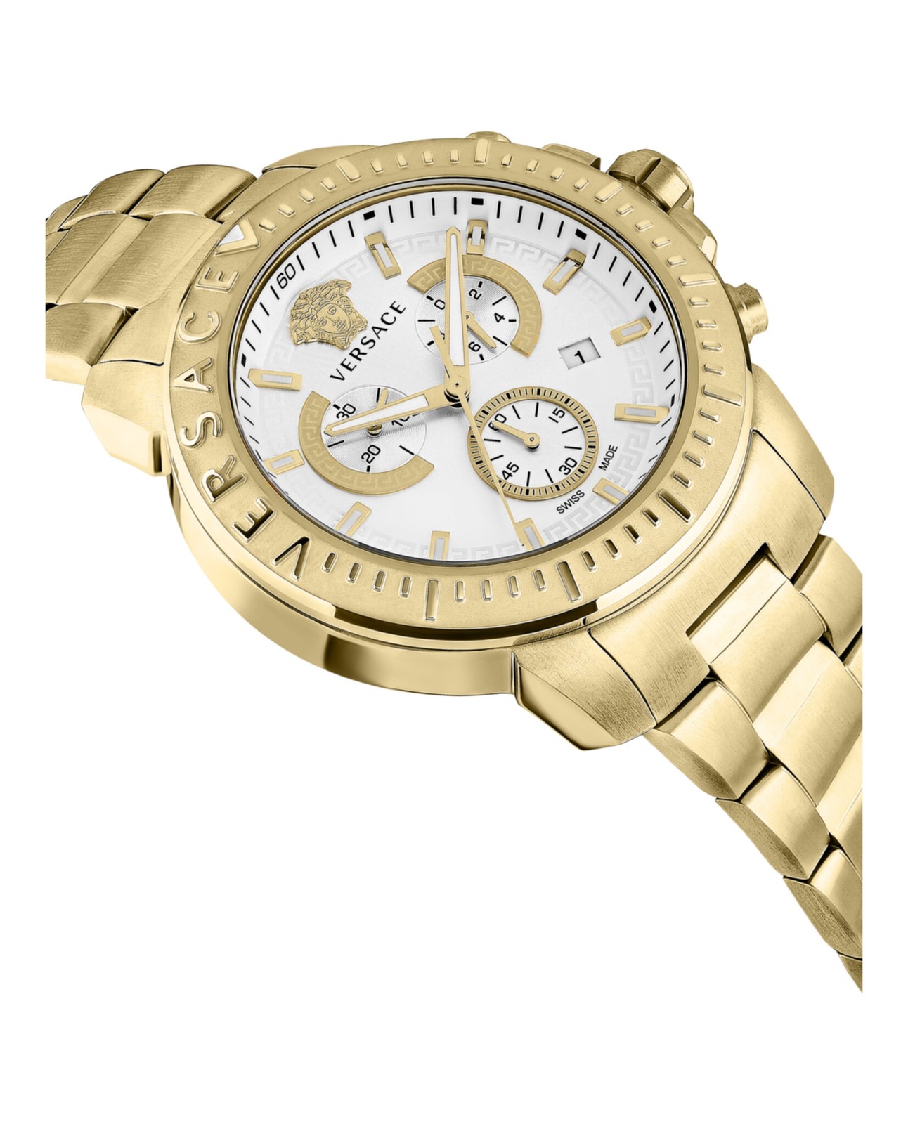 Versace Mens Gold 45mm Bracelet Fashion Watch