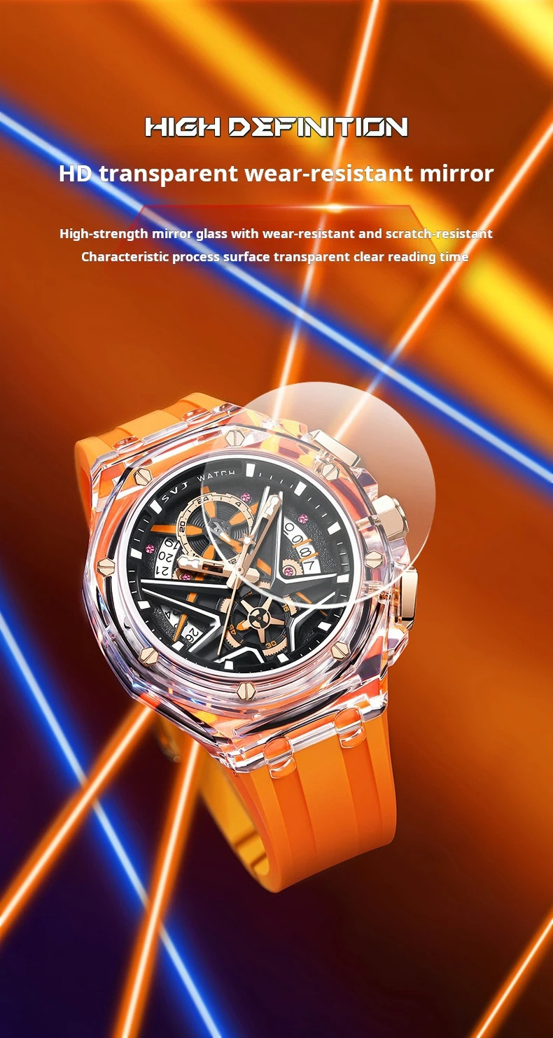 Men’s Quartz Watch Rubber Strap Waterproof Luminous Date Sport Male Wristwatch