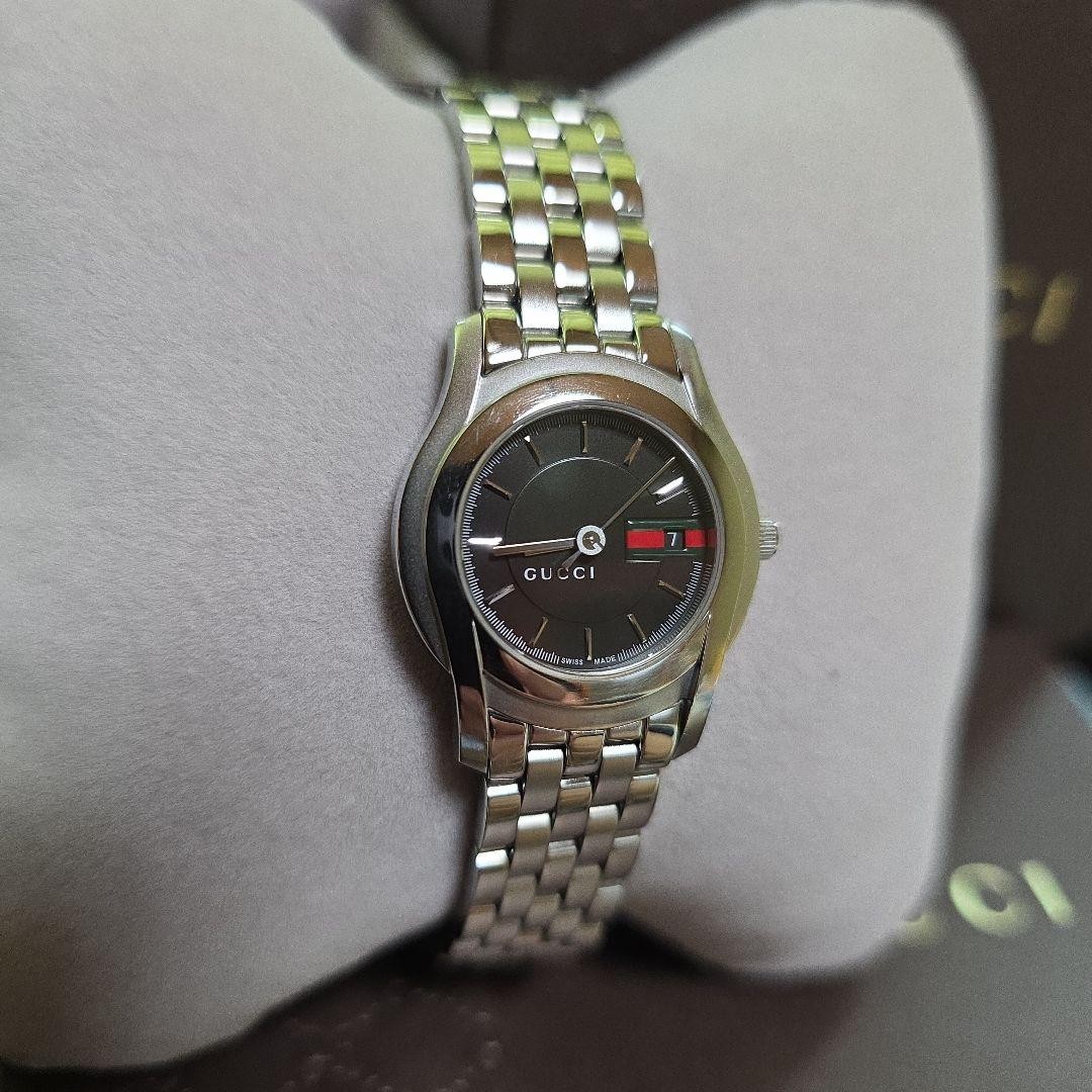 Gucci 5500L Sherry Line Black Quartz Watch Rare Japan 075574
