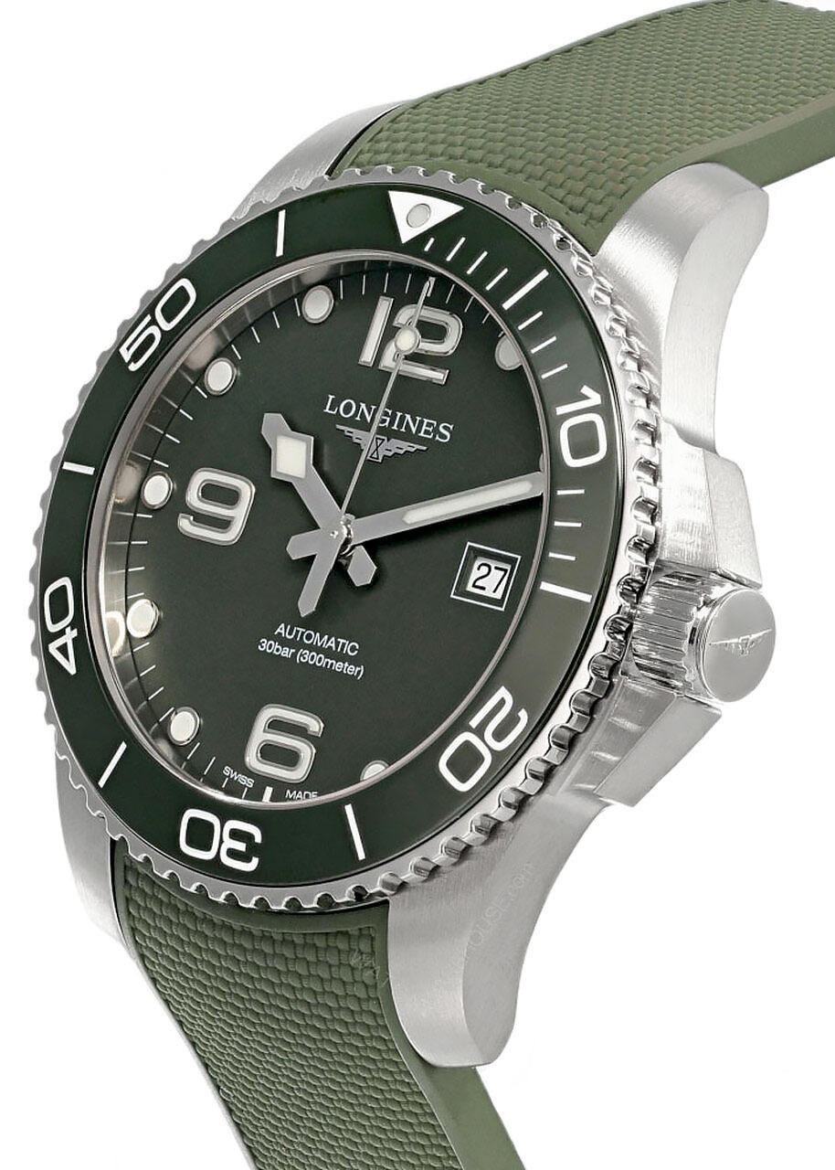 Longines HydroConquest 41mm Auto Green Rubber Strap Men’s Watch L3.781.4.06.9