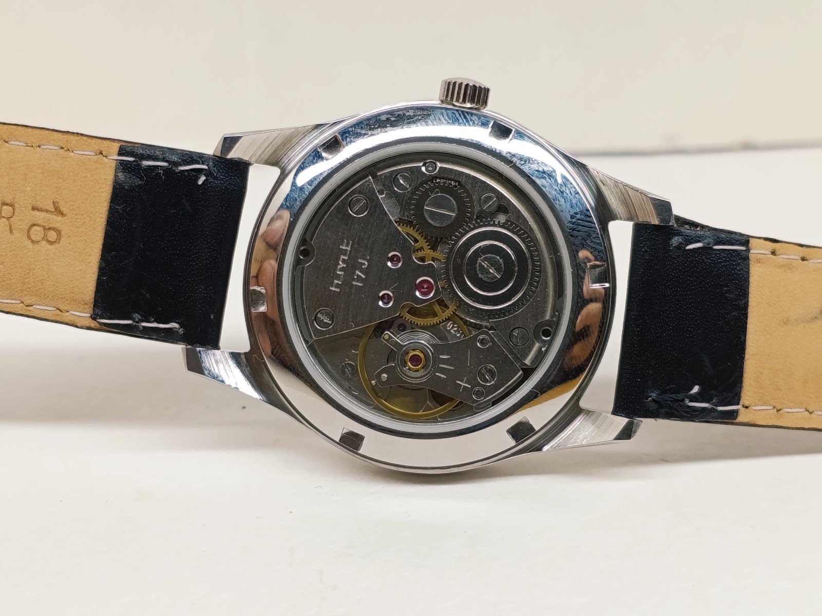 HAND WINDING VINTAGE HMT JANATA BLACK ARABIC DIAL MECHANICAL WATCH FOR MENS