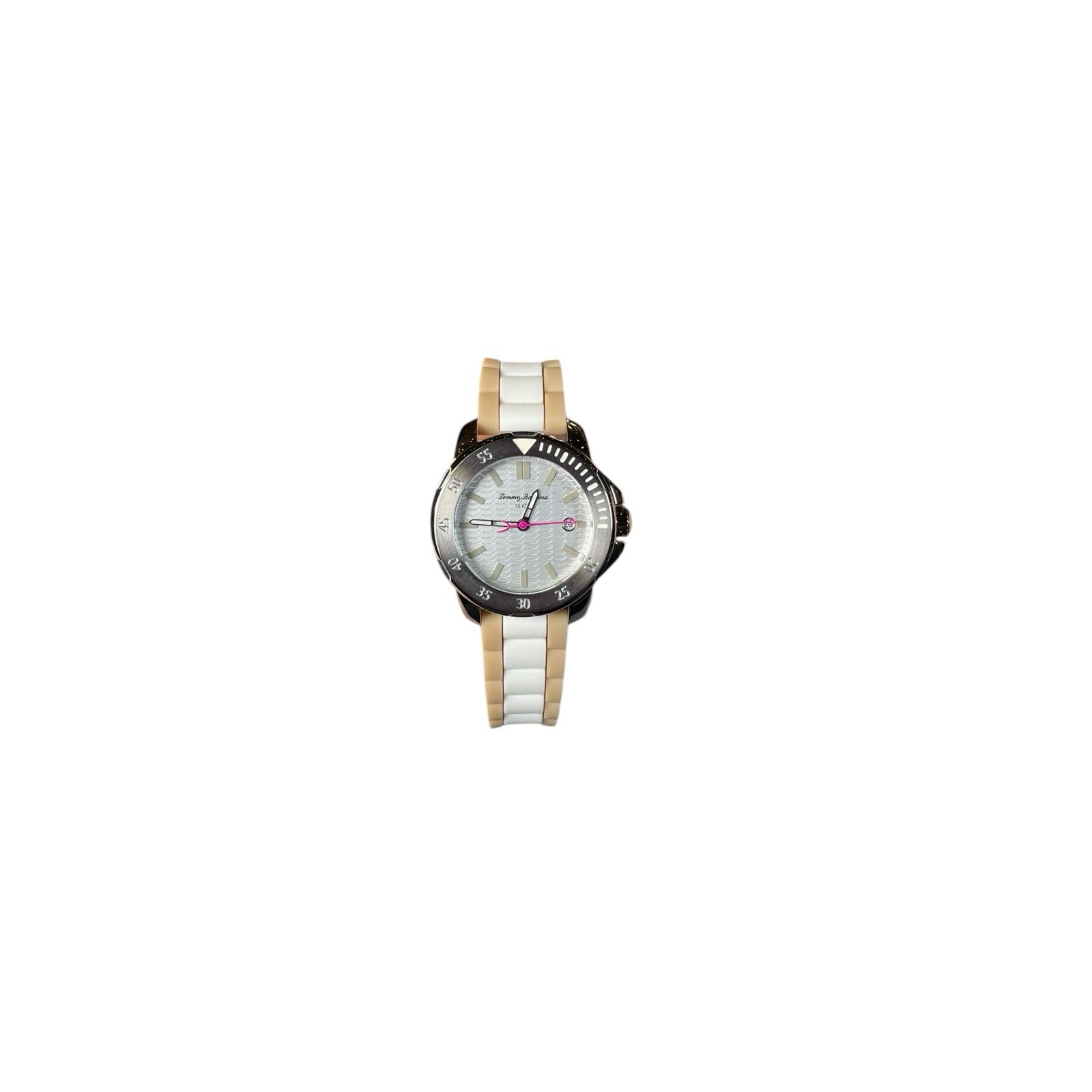 Women’s Tommy Bahama Laguna Watch Silicone Strap White And Tan
