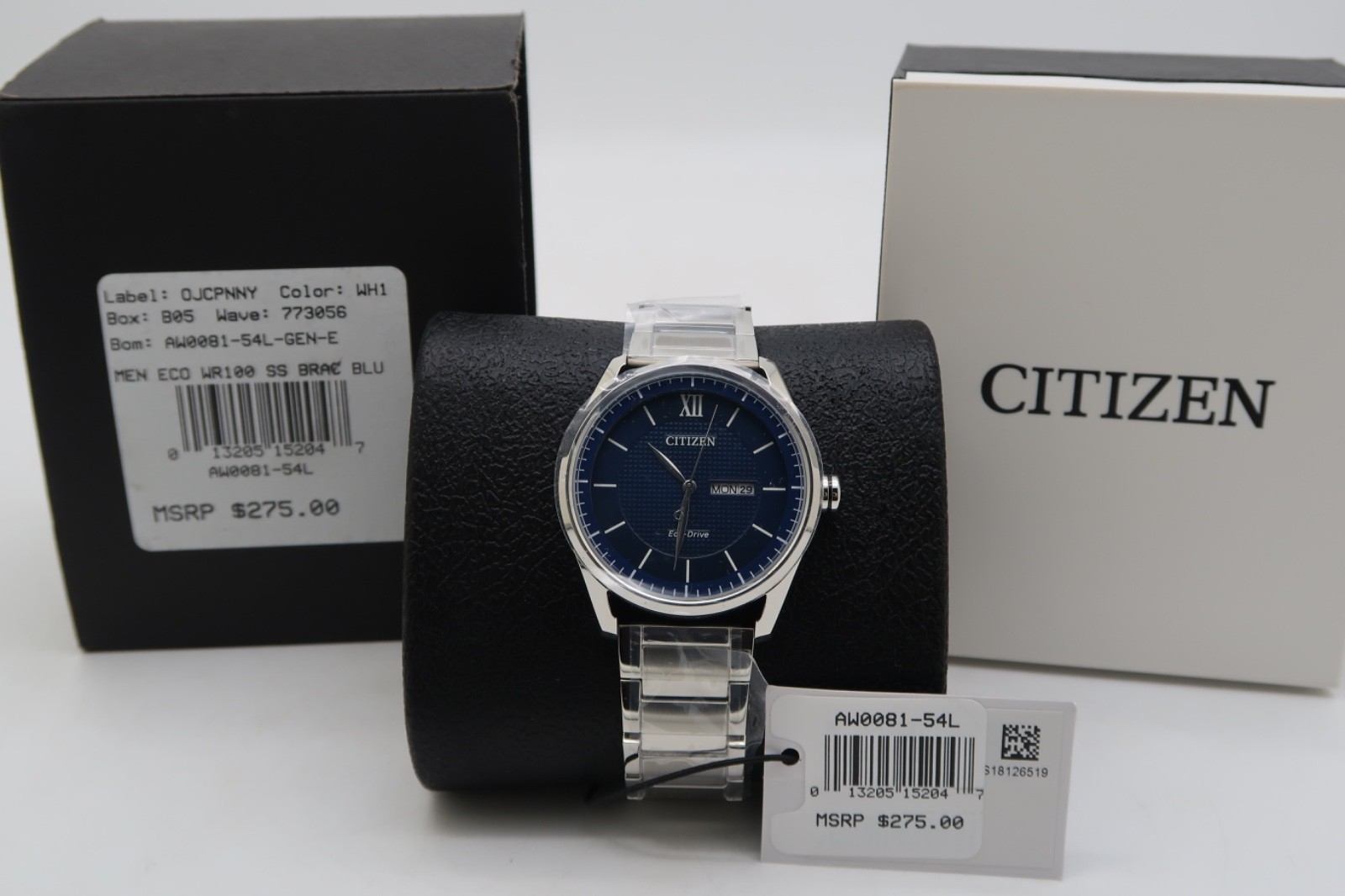 Citizen Eco-Drive Classic Blue Dial Men’s Watch Classic Stainless AW0081-54L NEW