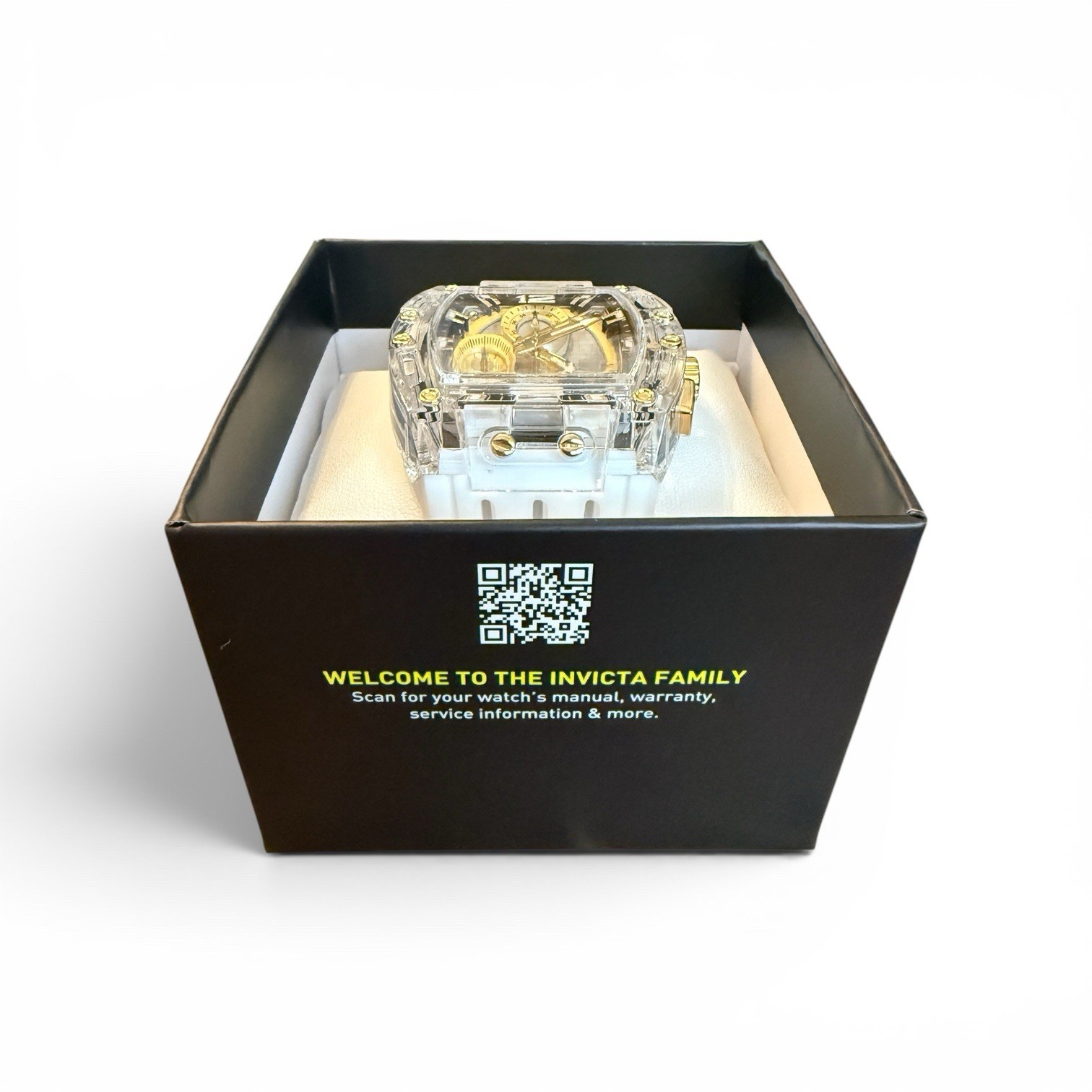 Invicta S1 Rally 70147 Men’s Watch 42mm Clear Gold White Silicone New Box