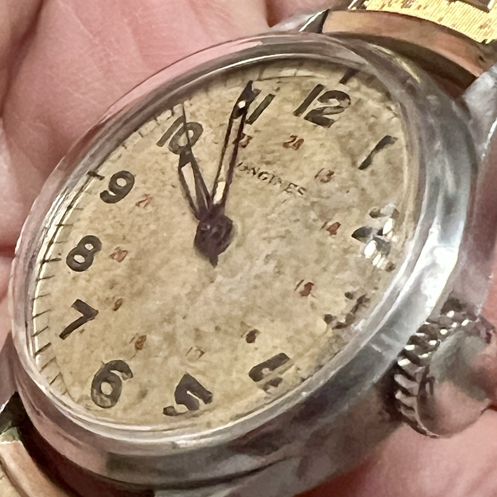 Vintage 1940’s Longines 12L Manual Wind Men’s Military WW2 Pilot 35mm Watch RUNS