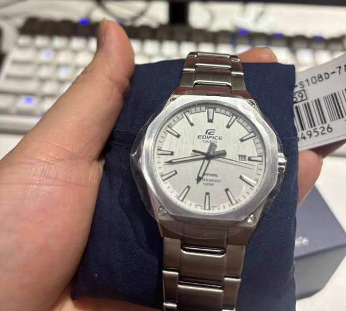 New Casio Edifice EFR-S108D-7AVUEF Men Silver Dial Stainless Steel Analog Sports
