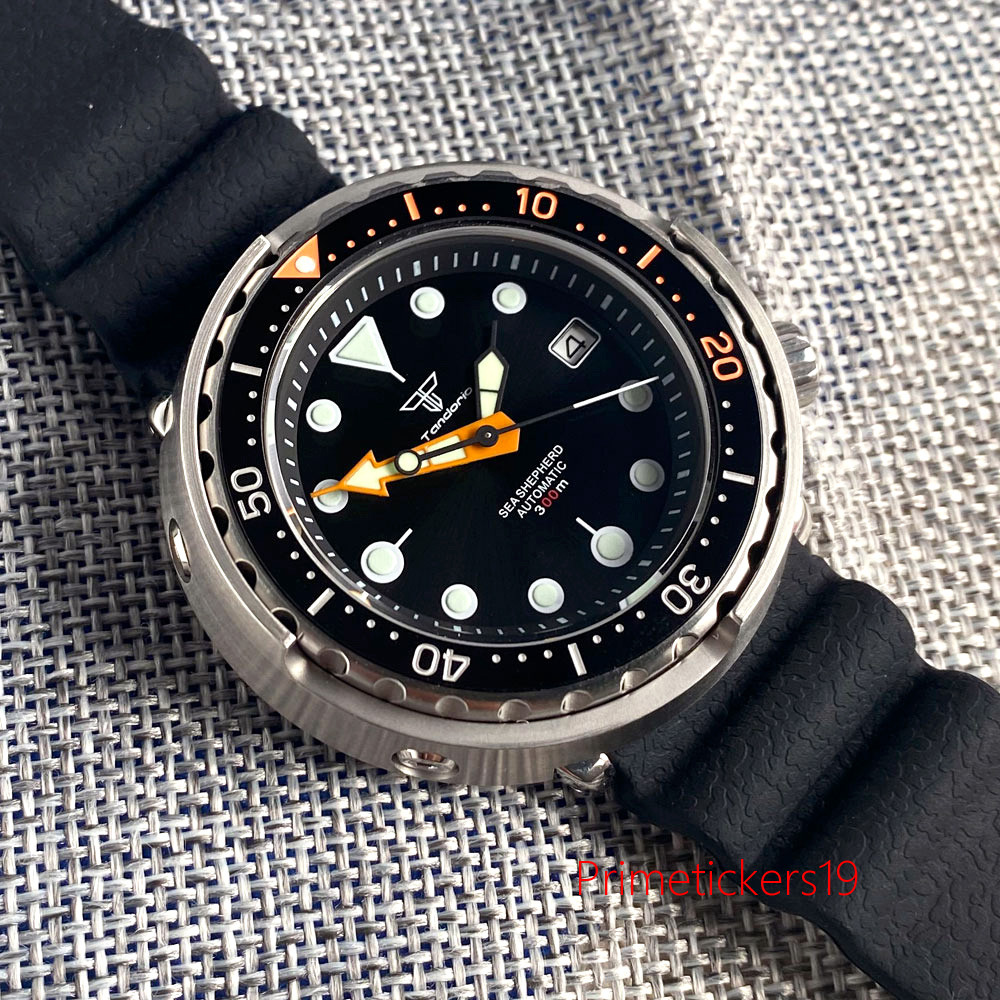 Tandorio NH35A 46.5mm Automatic Diving Men Watch Sapphire Glass Date Display