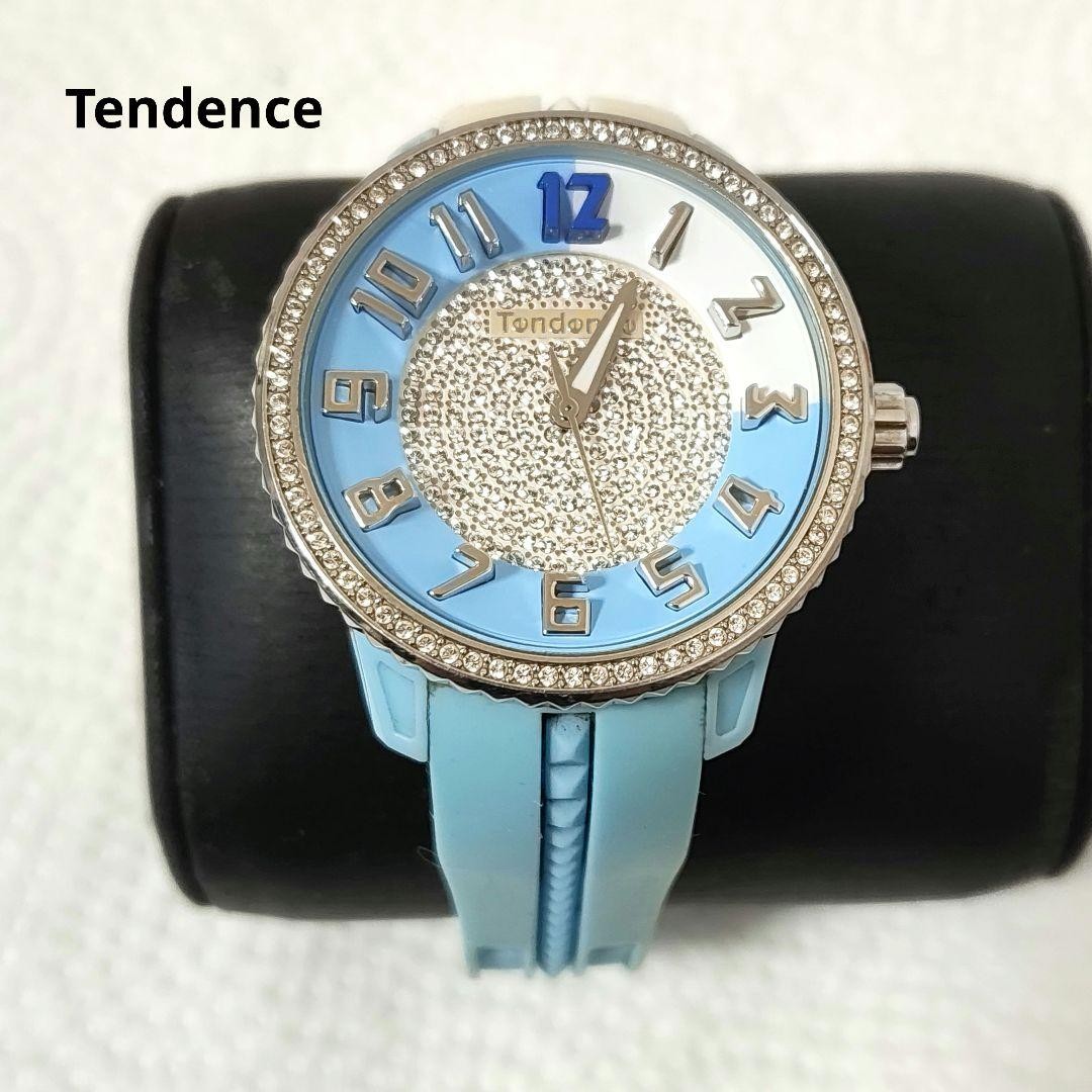 Tendence Ladies Quartz Watch Crystal Rhinestones Blue Dial From Japan