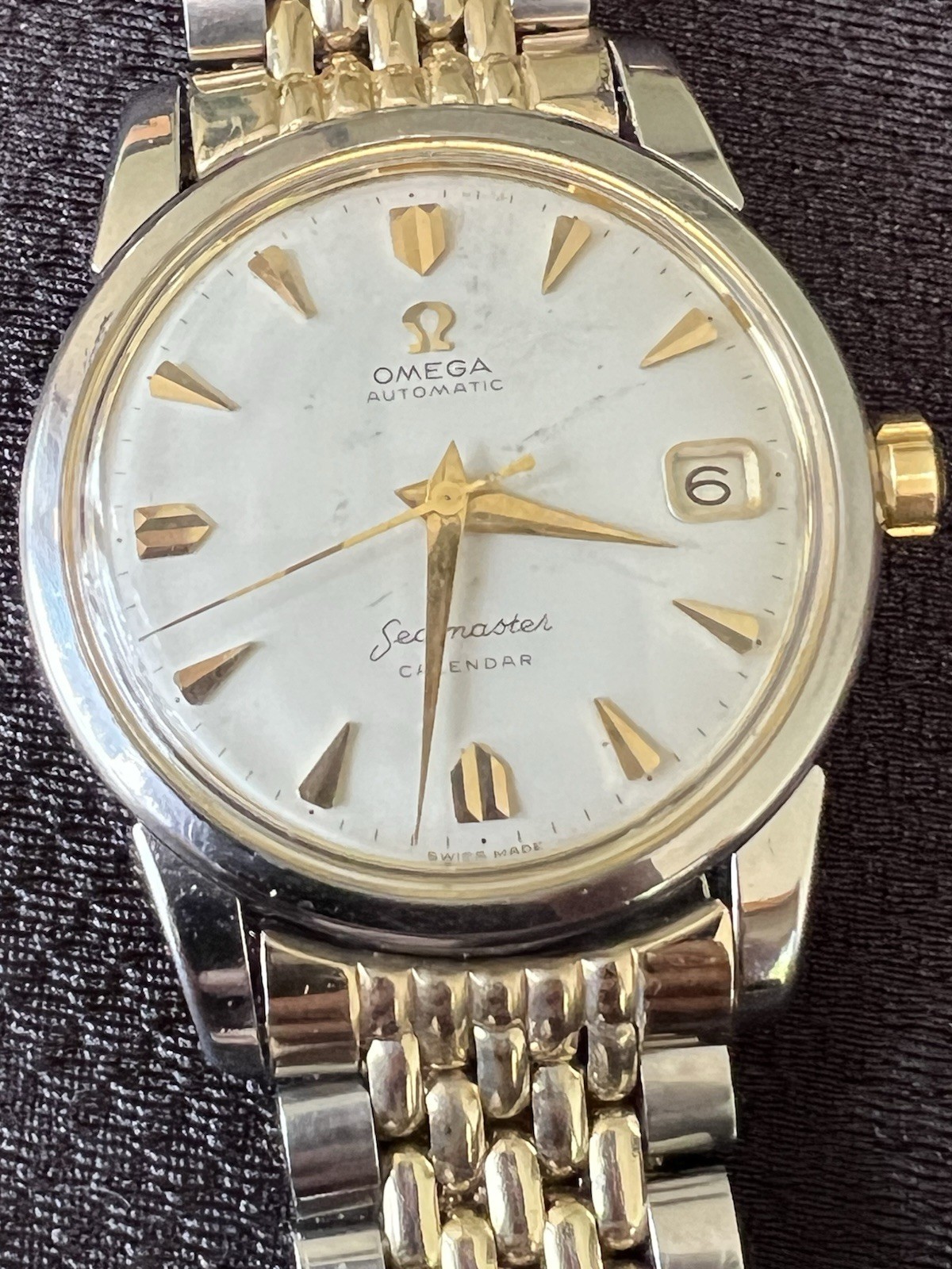 Vtg Omega Seamaster Calendar Watch, Auto Beads of Rice & Arrow Markers, Ref 2849