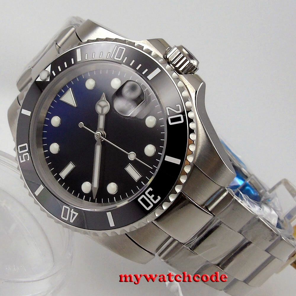 40mm BLIGER Blue Fade Dial Ceramic Bezel NH35A Automatic mens Watch Sapphire