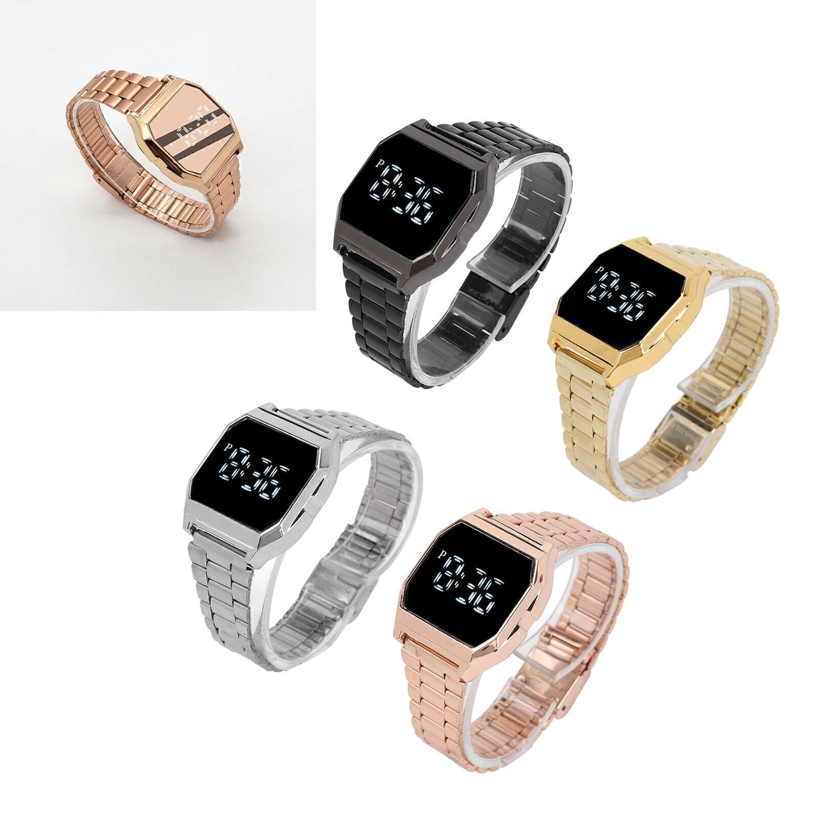 LED Watch for Student Tetragonum Digital Sports Watch with Folding Clasp Alarm