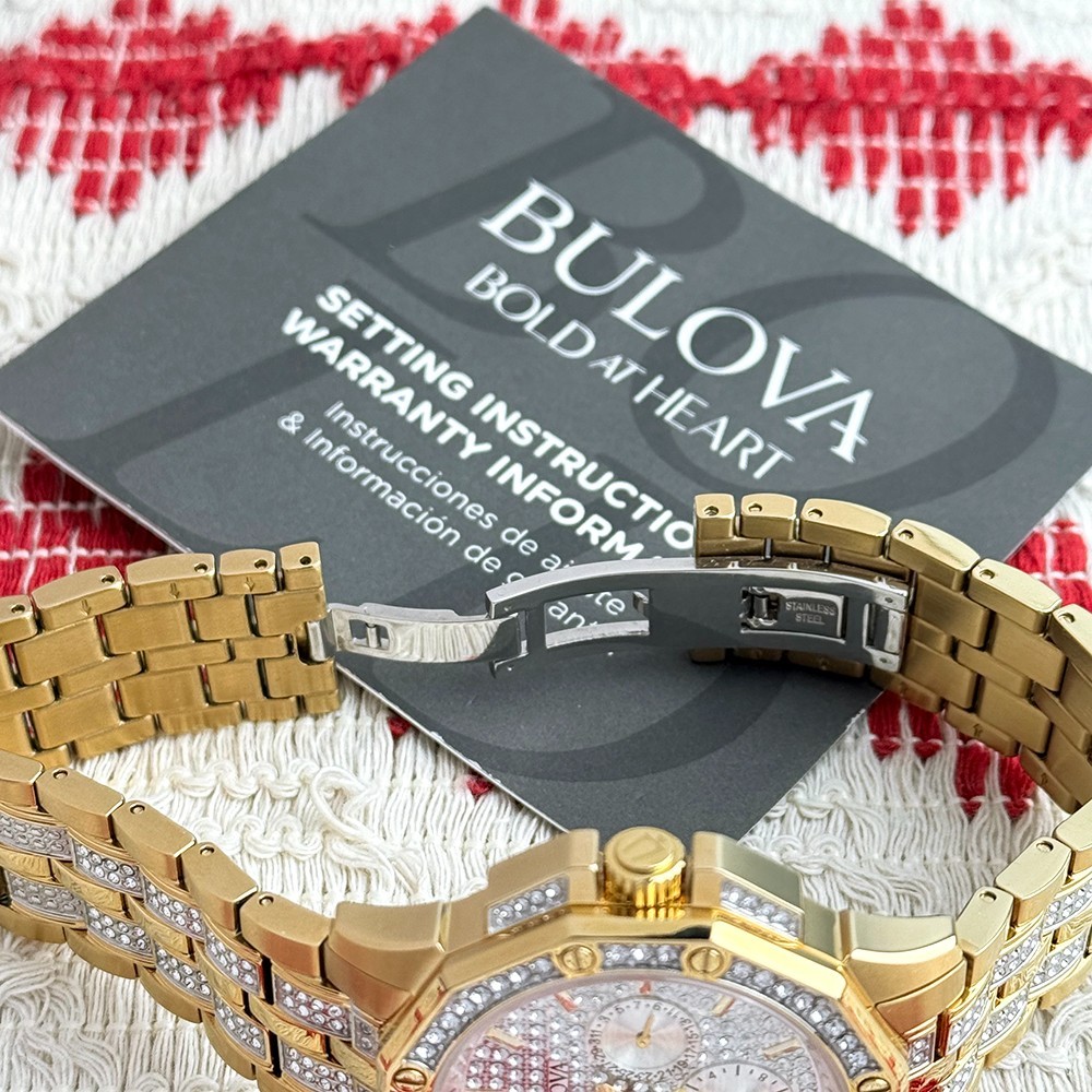 Bulova 98C126 Octava Men’s Silver Gold Crystal Stainless Quartz Watch 41.5mm
