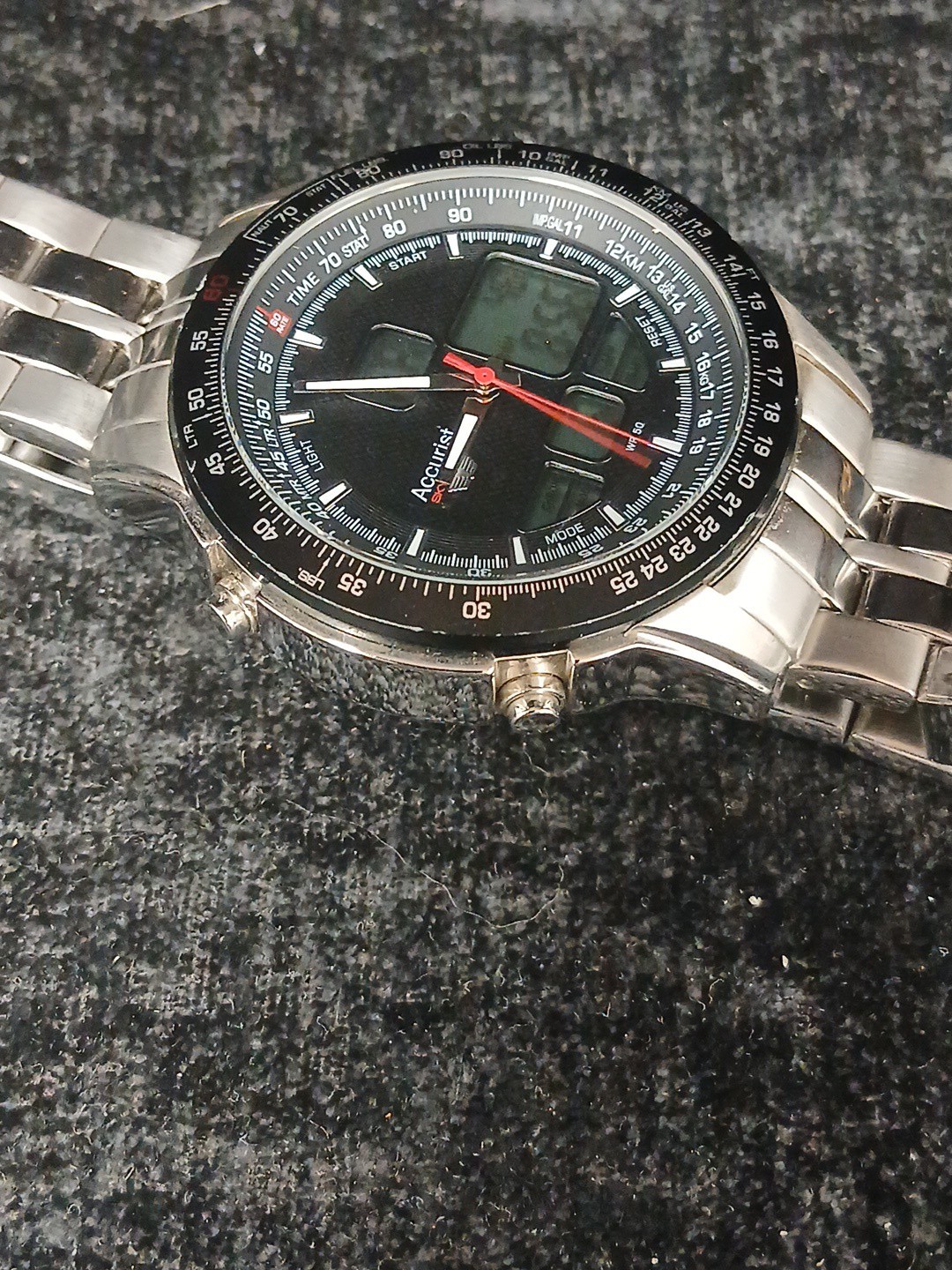 Accurist Skymaster MB929B Chronograph Alarm Quartz Watch Working U1S5