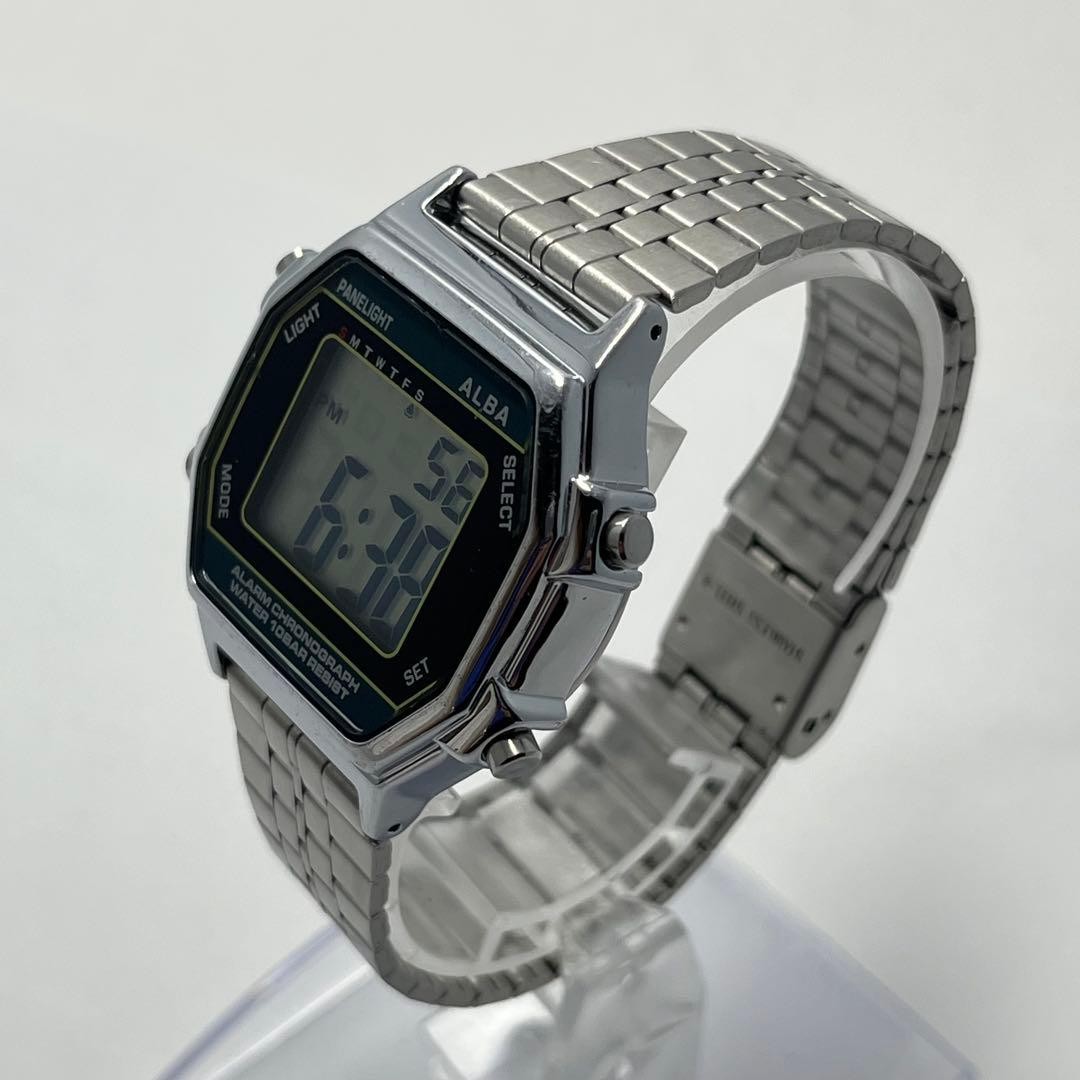 ALBA 10BAR W136-4A20 Digital Silver Square Y2K Men’s Watch